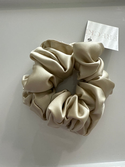 dark champagne silk scrunchie