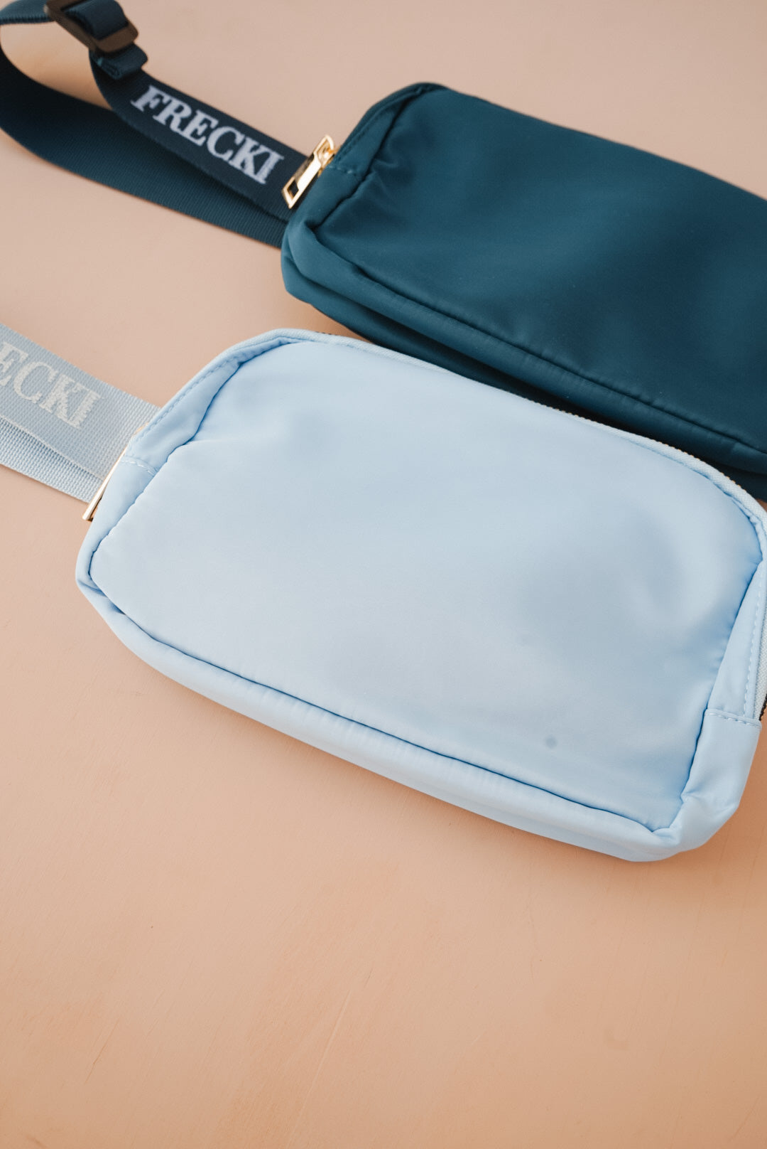 light blue belt bag