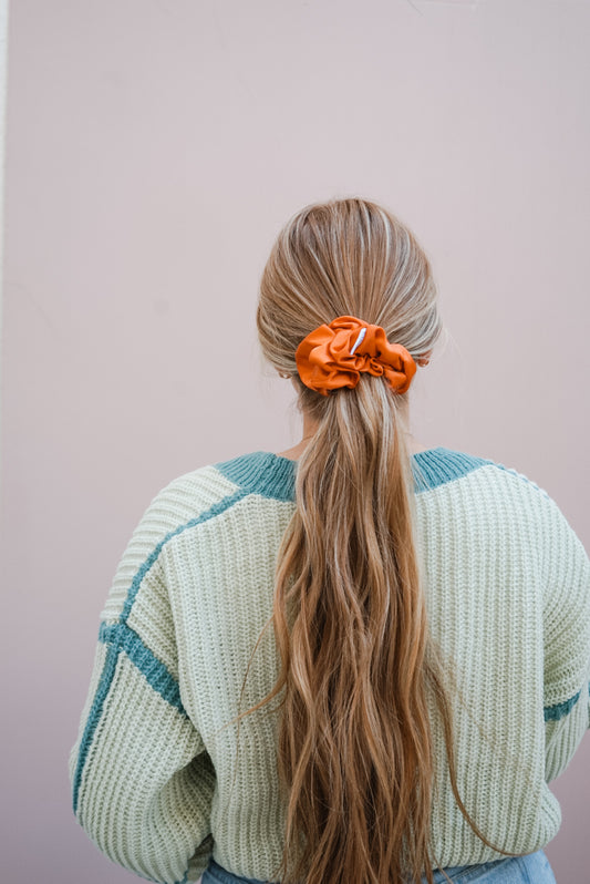 orange silk charmeuse oversized scrunchie