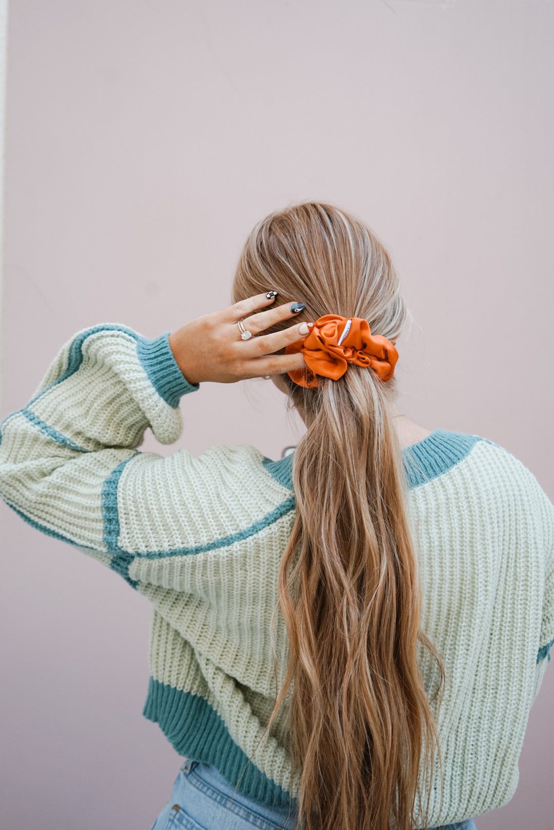 orange silk charmeuse oversized scrunchie