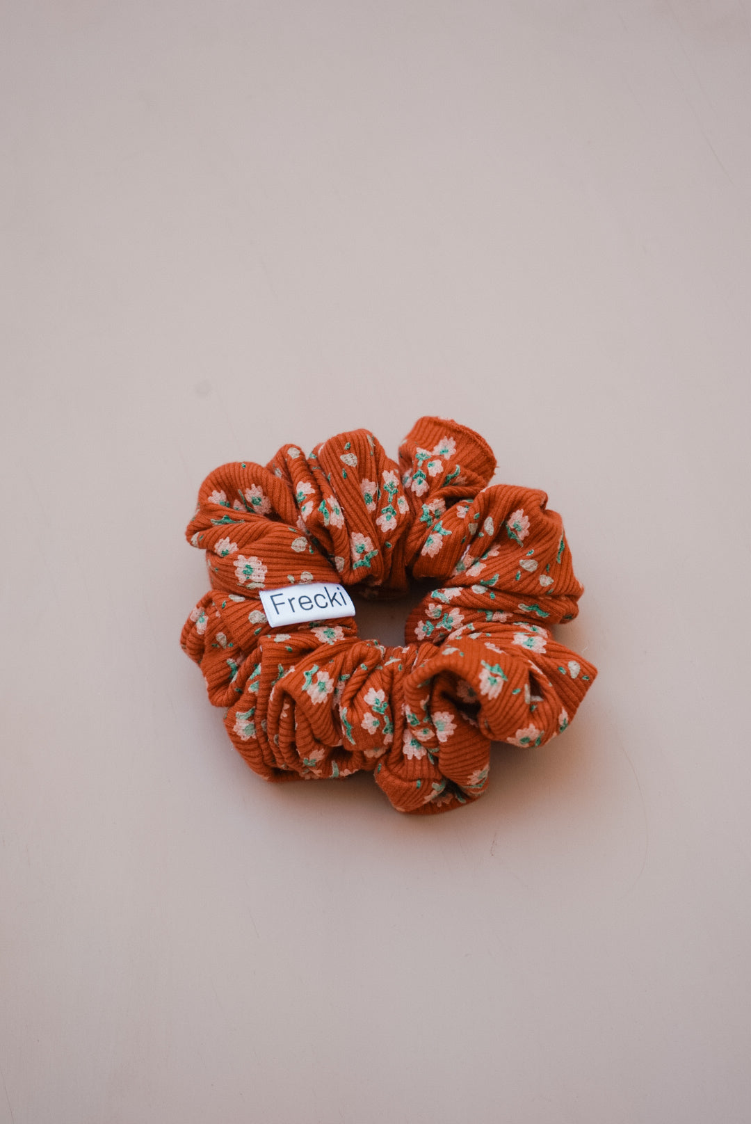 rust floral ribbed oversized scrunchie