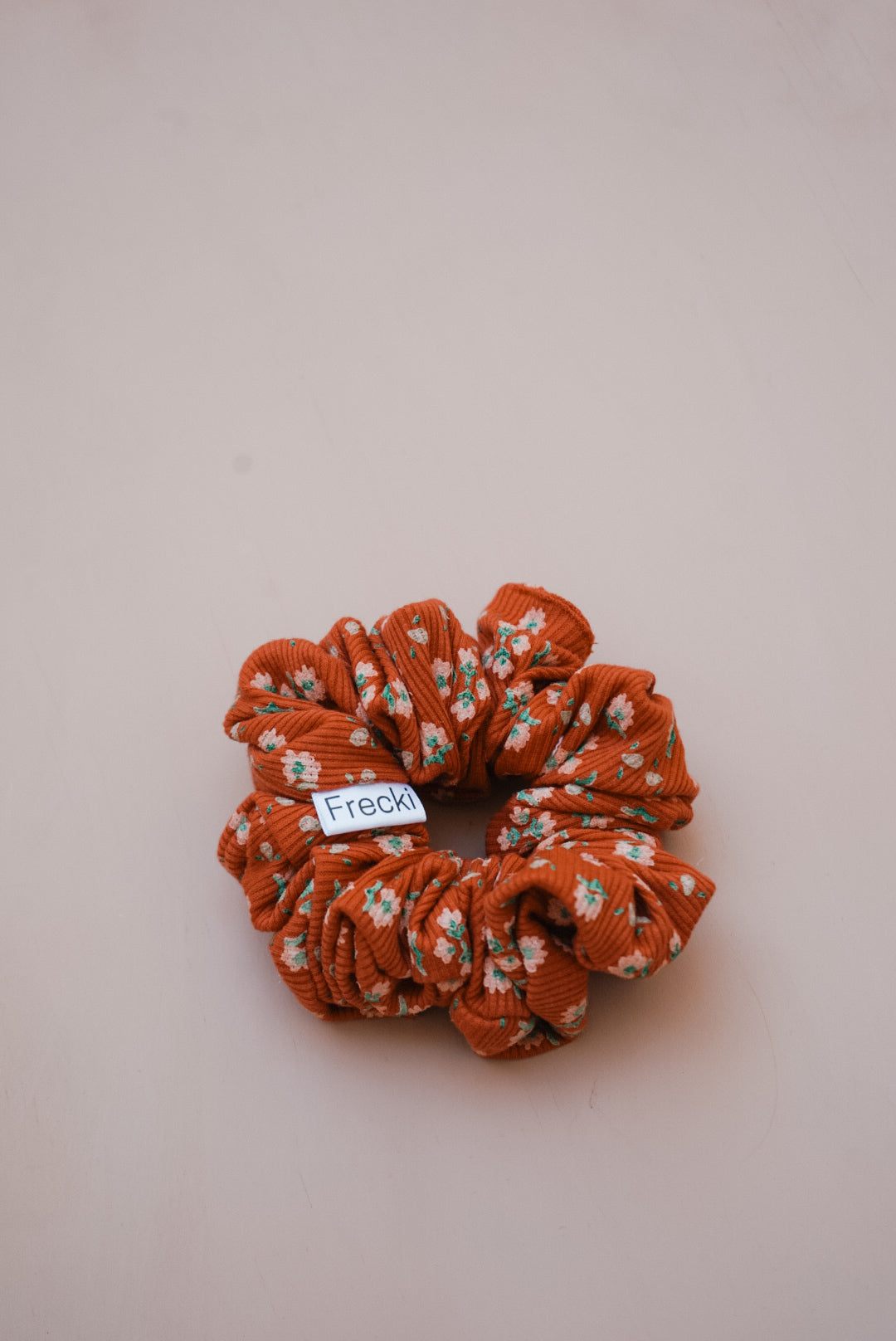 rust floral ribbed oversized scrunchie