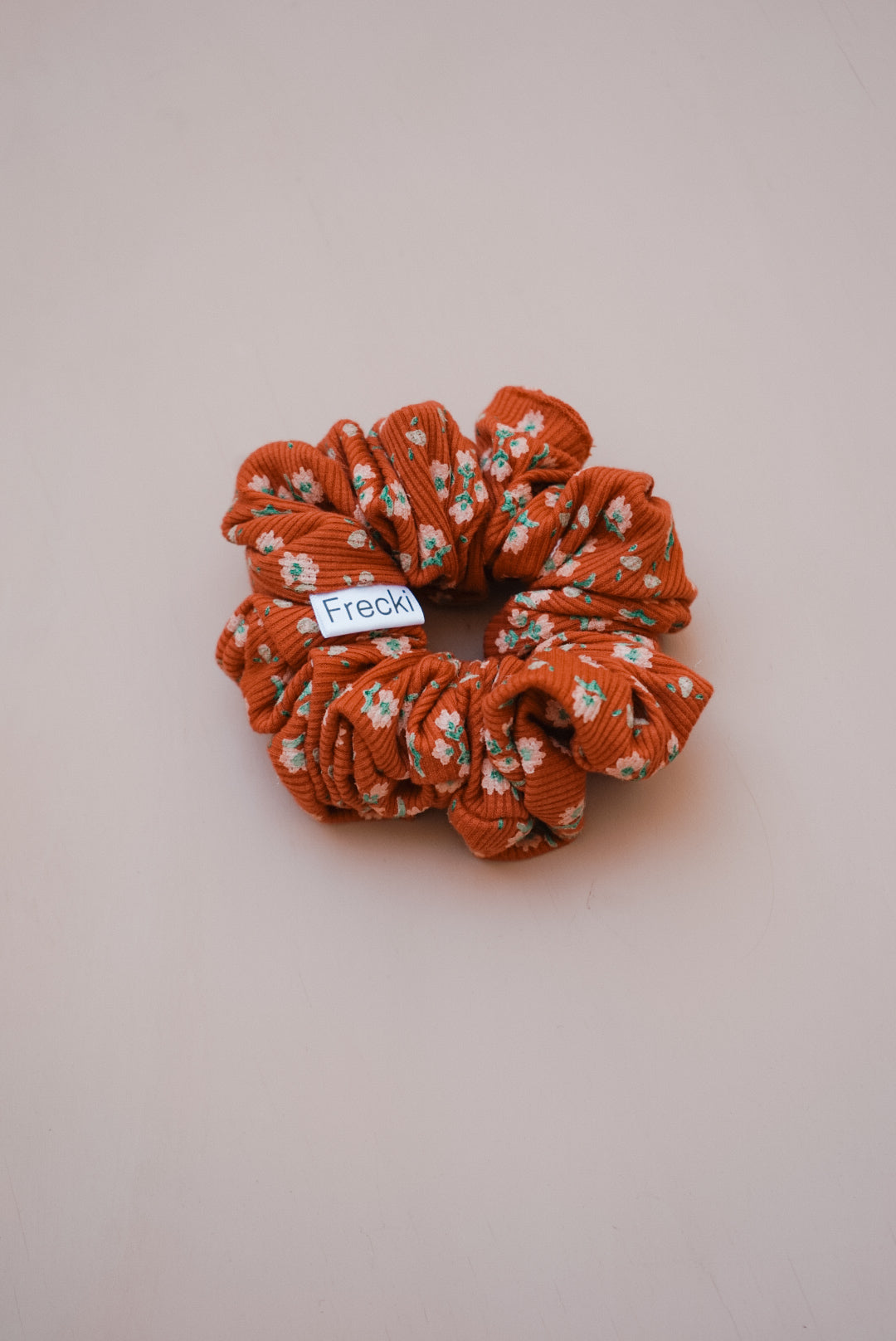 rust floral ribbed oversized scrunchie