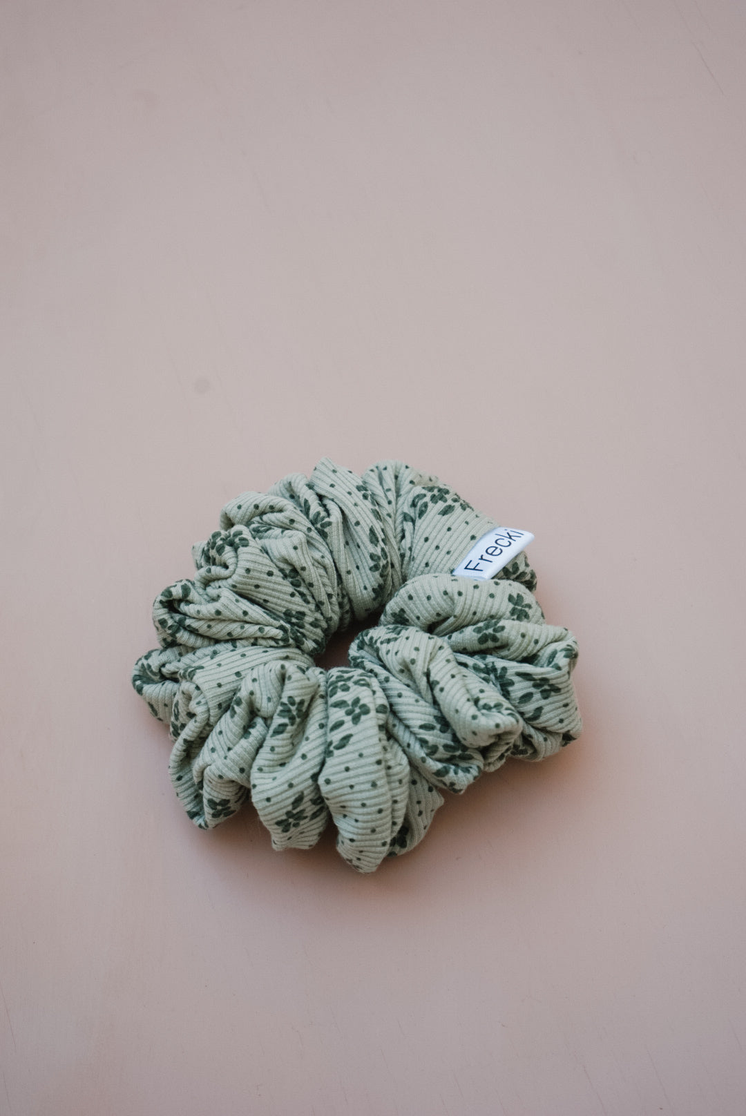 sage floral ribbed oversized scrunchie