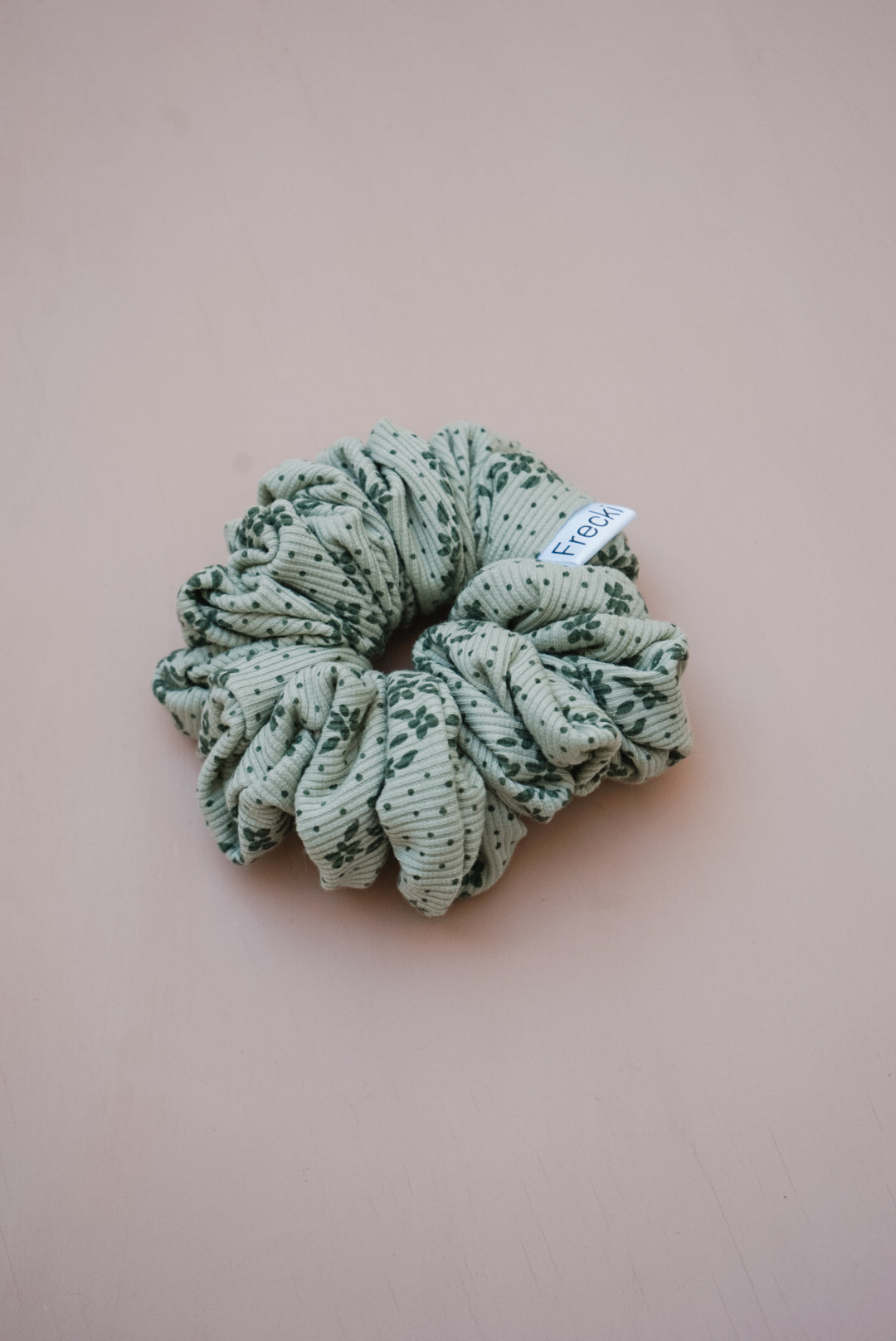 sage floral ribbed oversized scrunchie