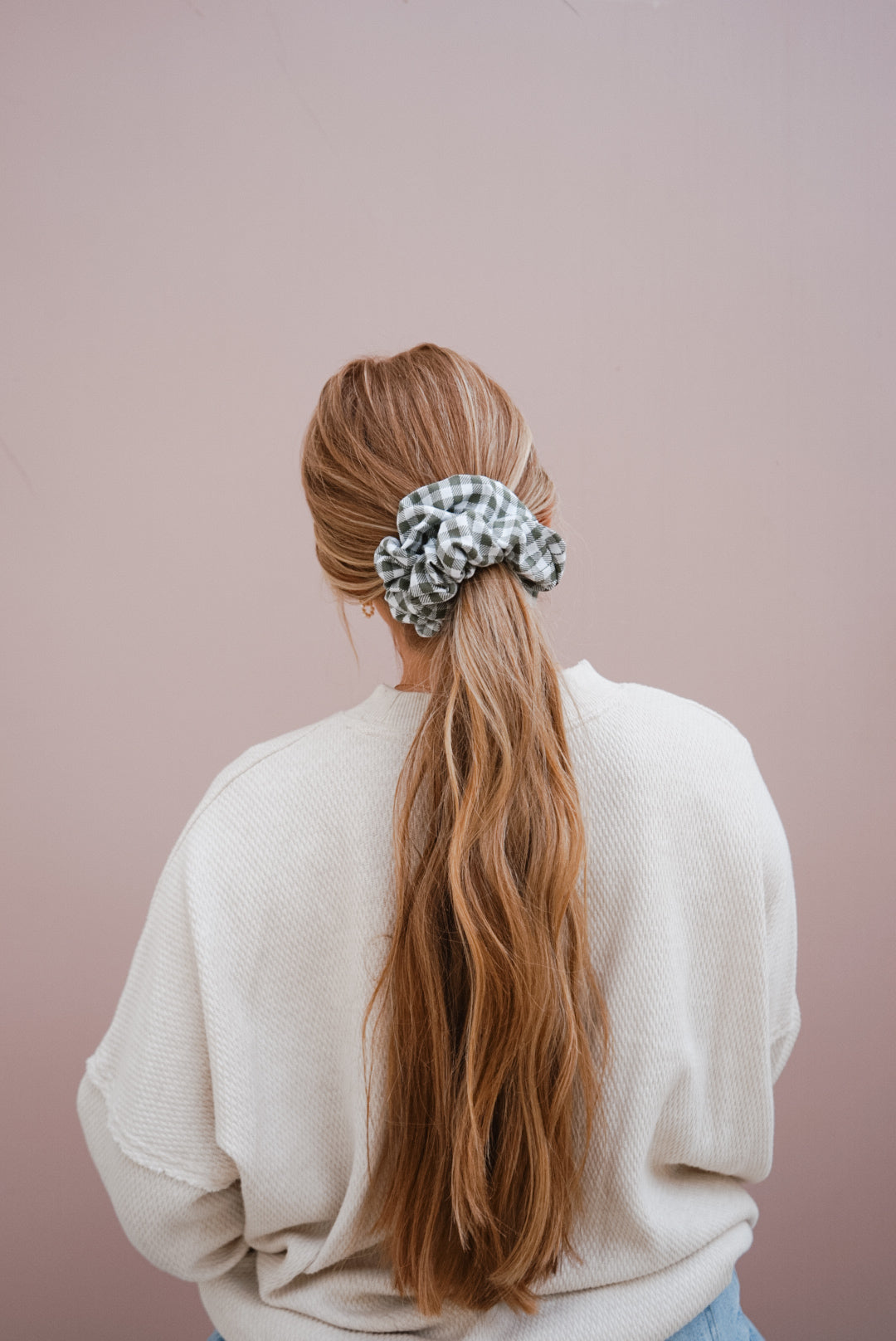 green plaid oversized scrunchie