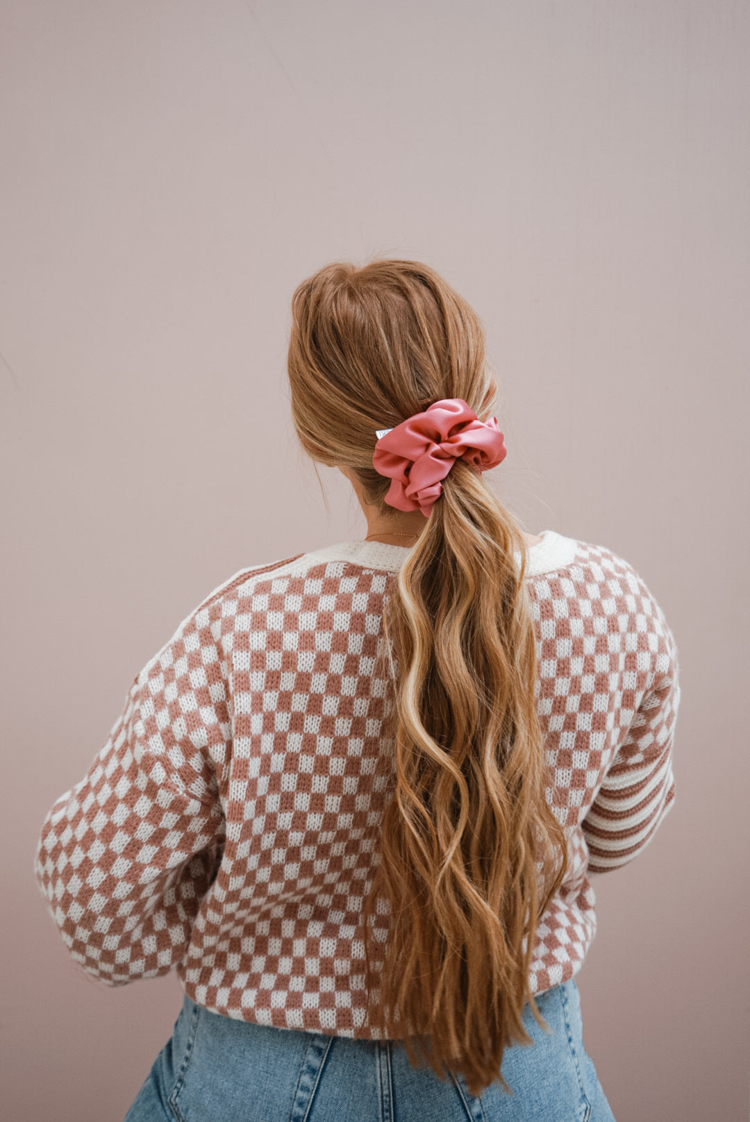 bright pink silk charmeuse oversized scrunchie