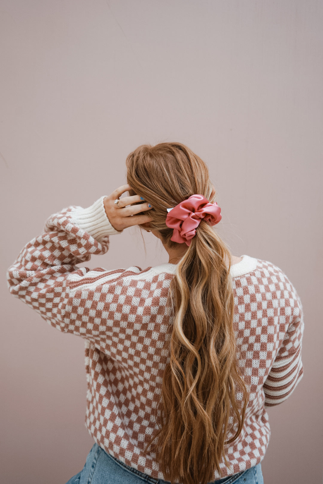 bright pink silk charmeuse oversized scrunchie