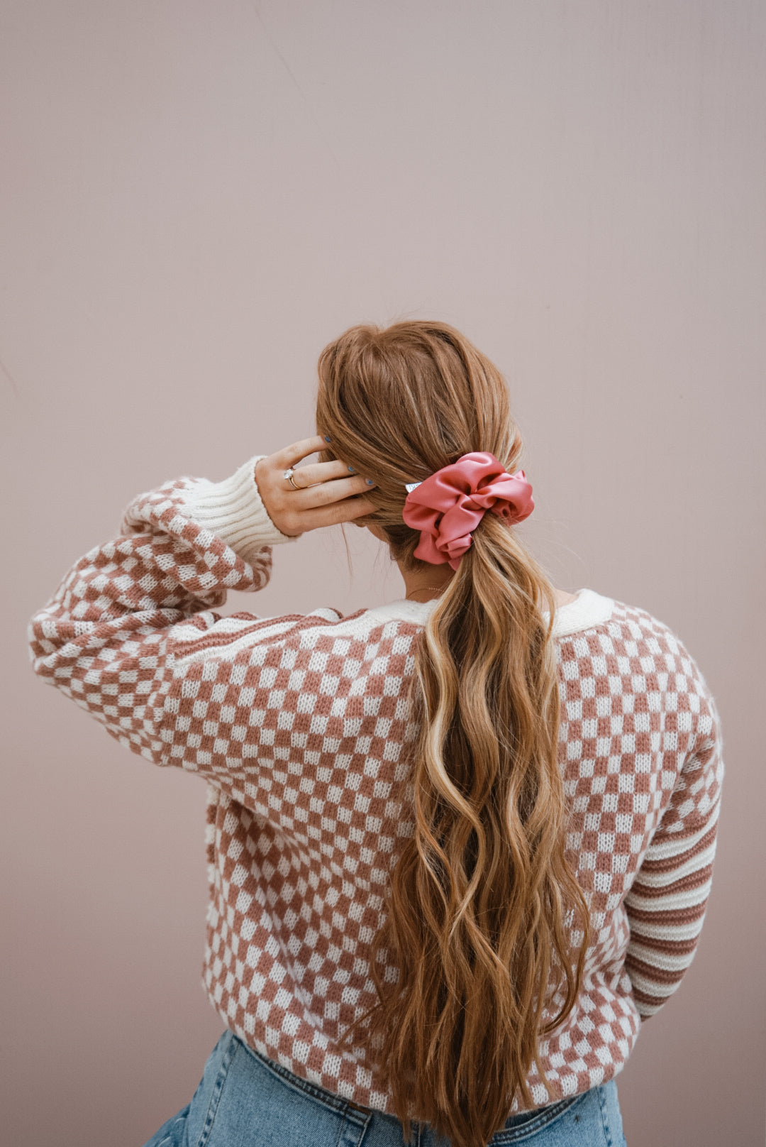 bright pink silk charmeuse oversized scrunchie