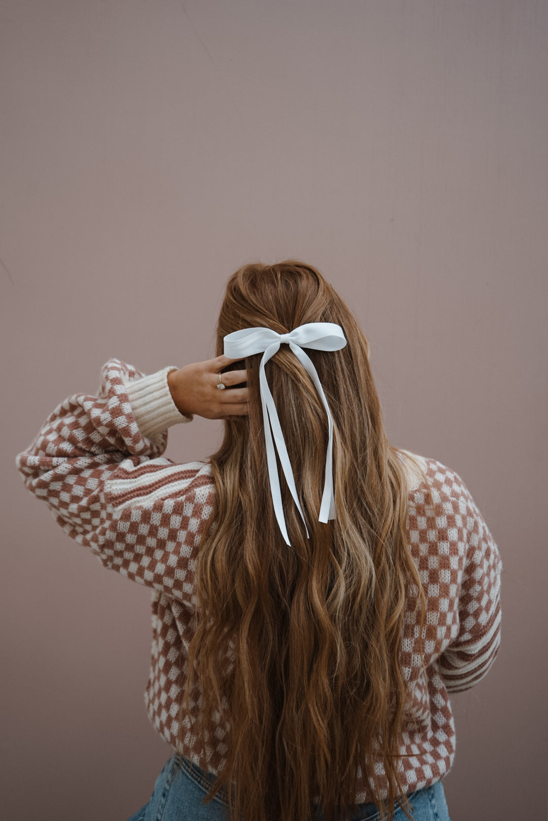 luv ya white silk bow