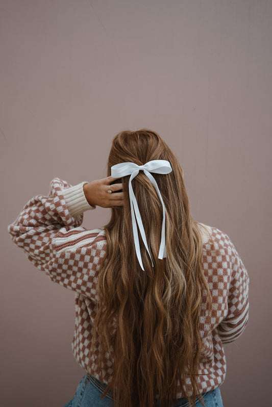 luv ya white silk bow