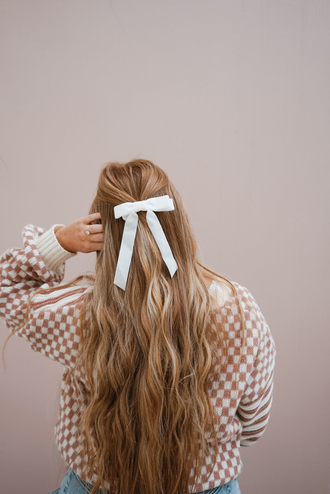 true love white velvet bow