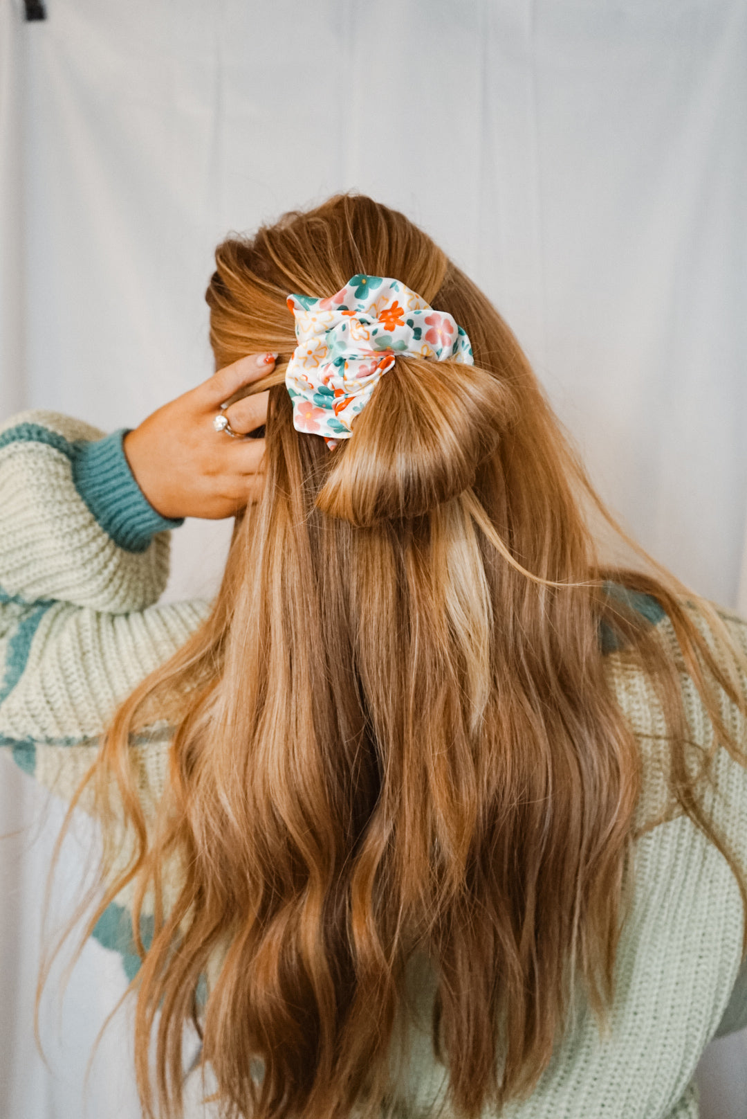 flower power silk charmeuse oversized scrunchie