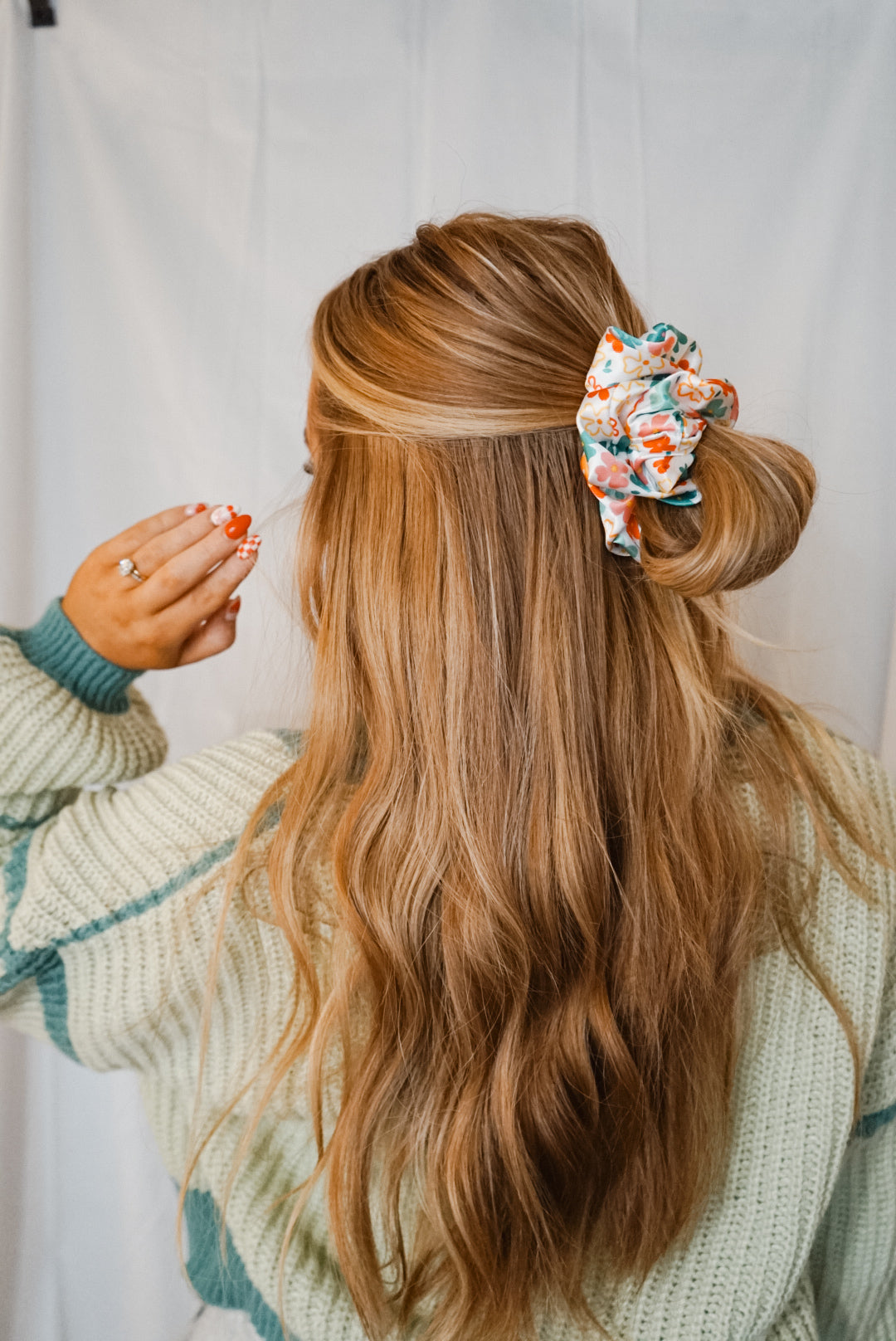 flower power silk charmeuse oversized scrunchie