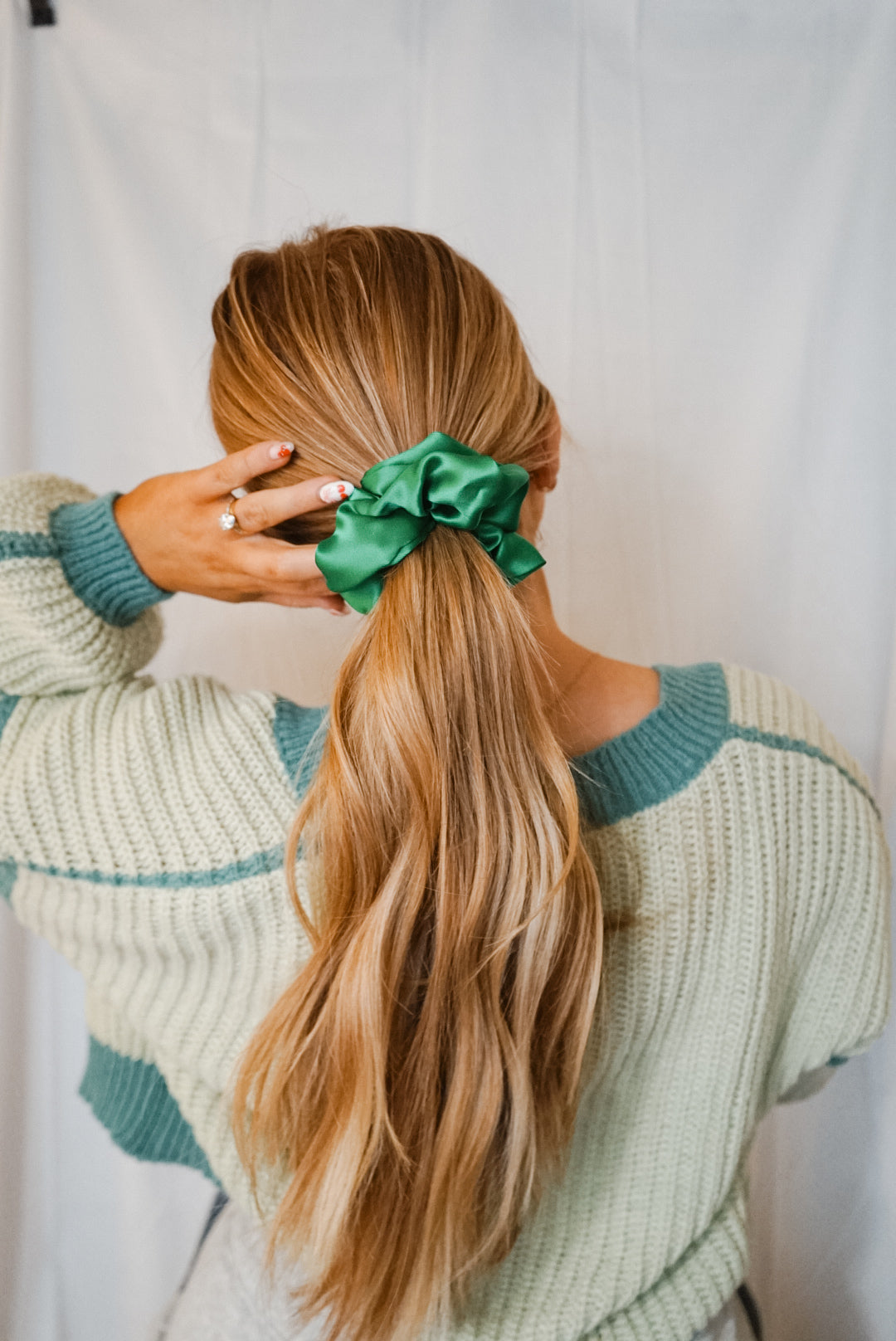 emerald girl silk charmeuse oversized scrunchie