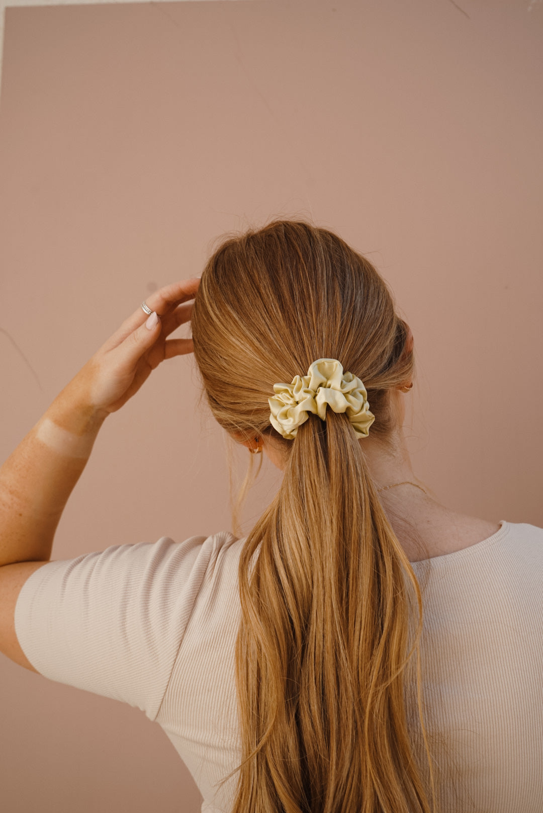 lime skinny silk scrunchie