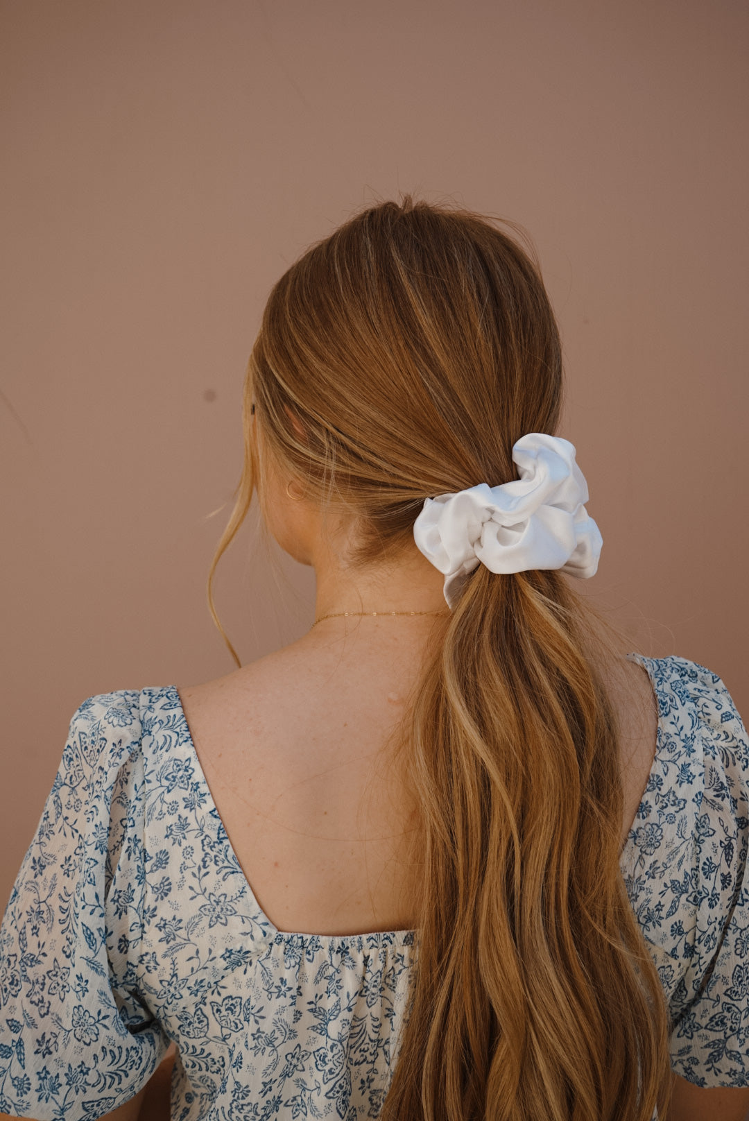 white silk oversized scrunchie