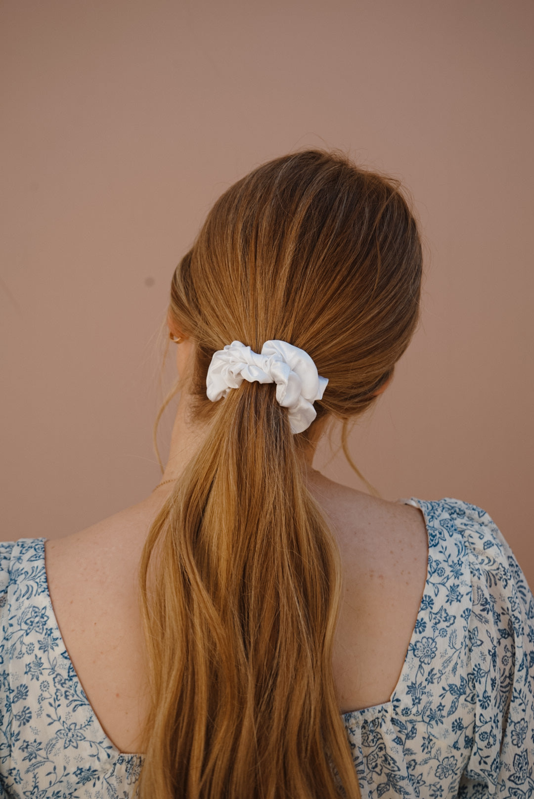 white silk skinny scrunchie