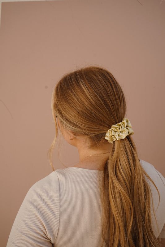 lime skinny silk scrunchie