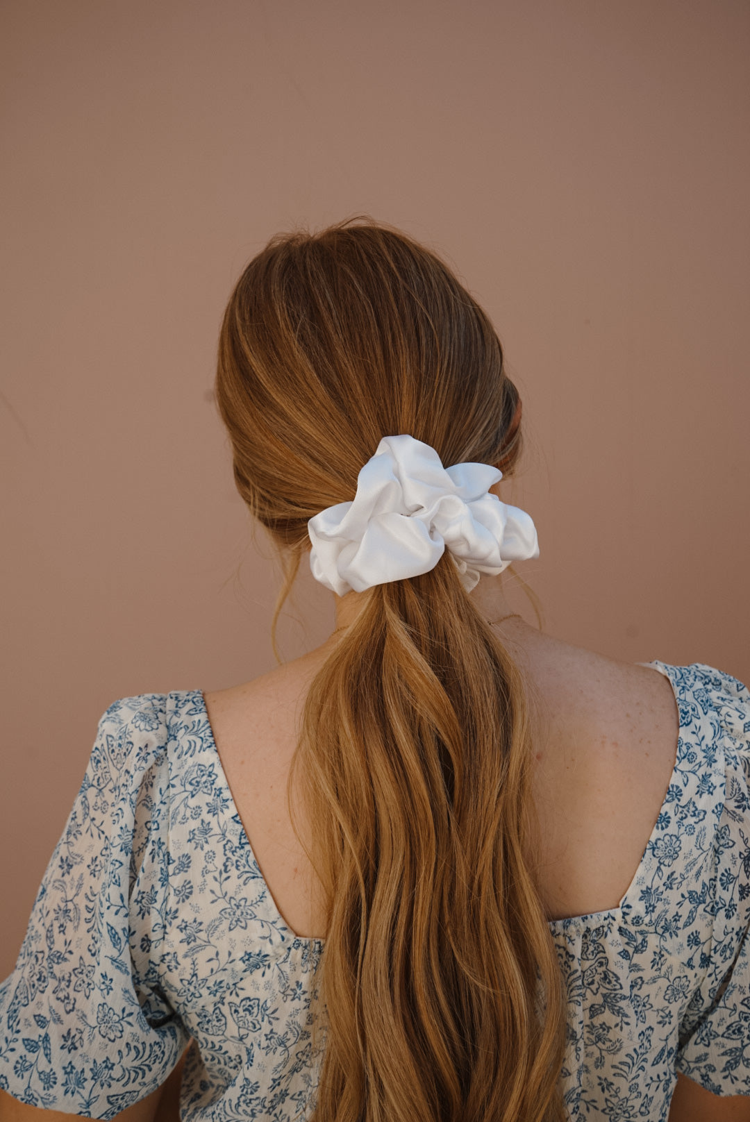 white silk oversized scrunchie