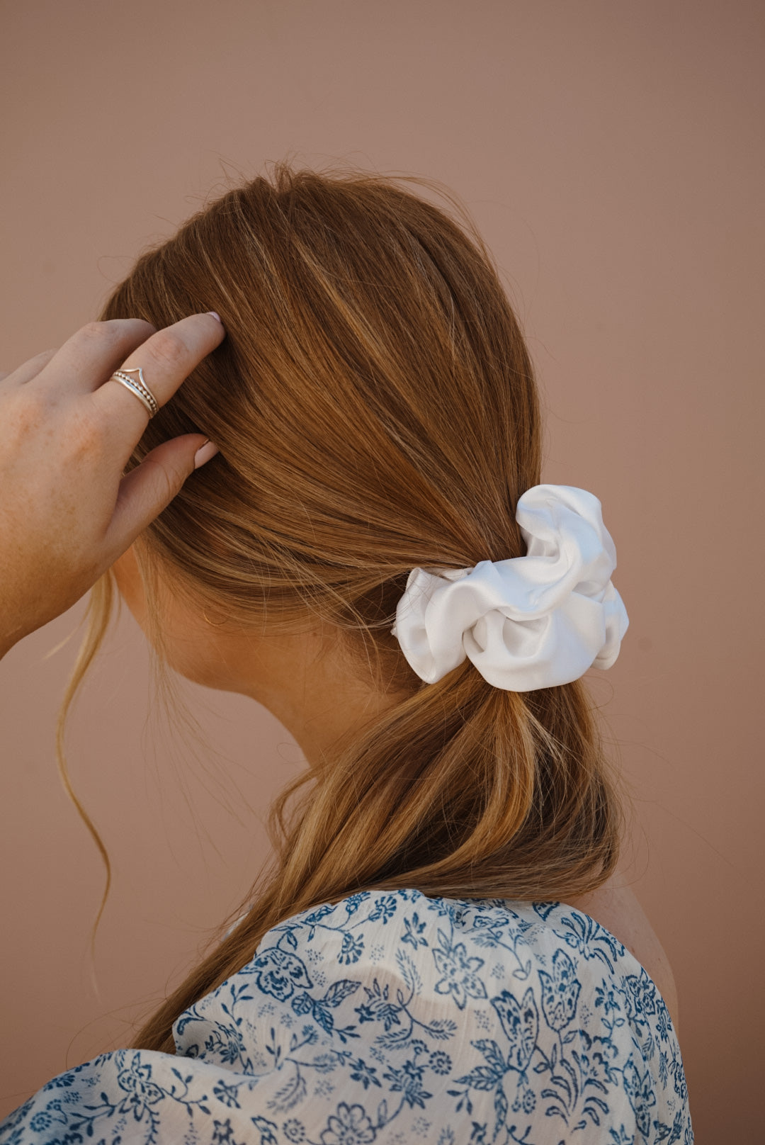 white silk oversized scrunchie