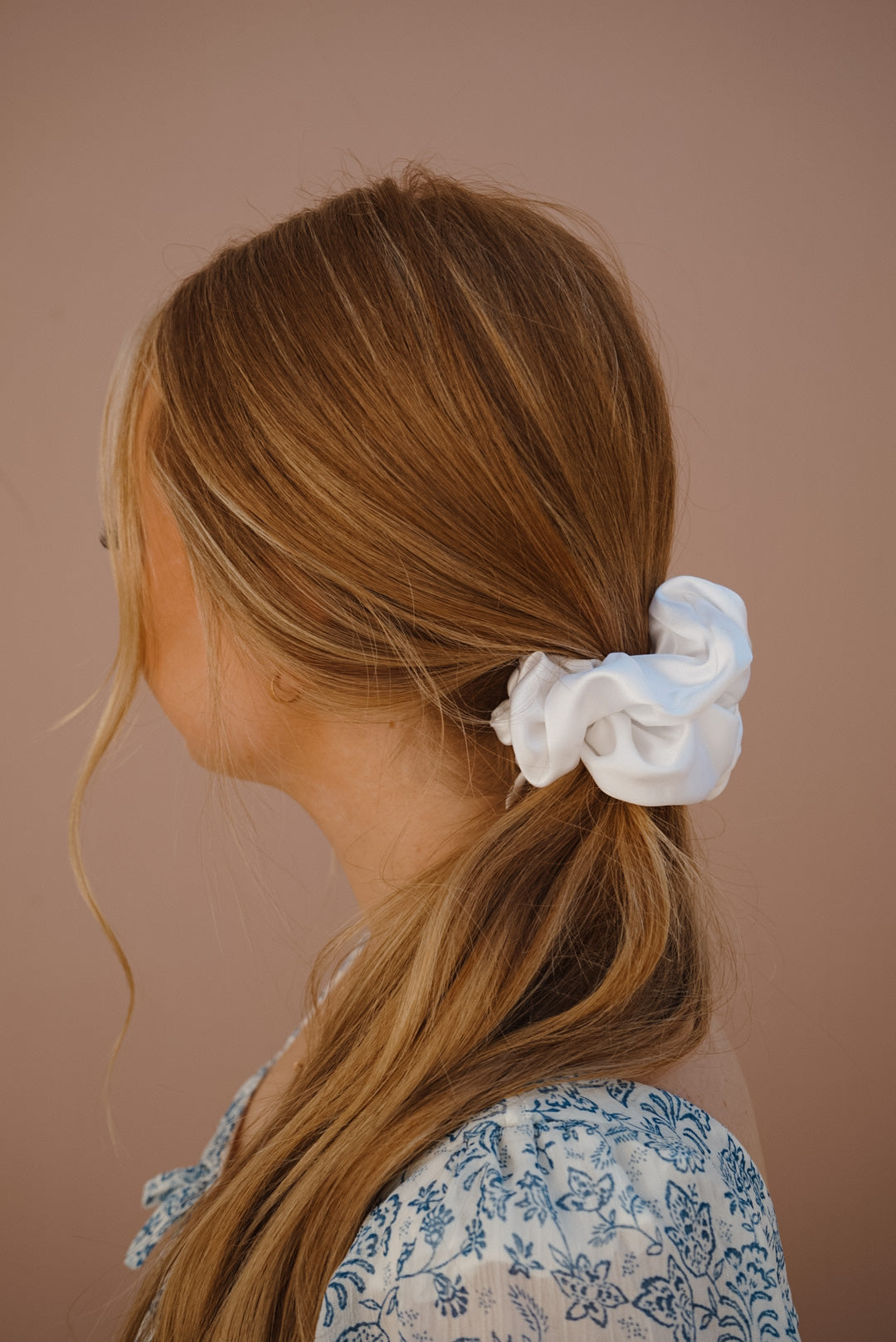 white silk oversized scrunchie