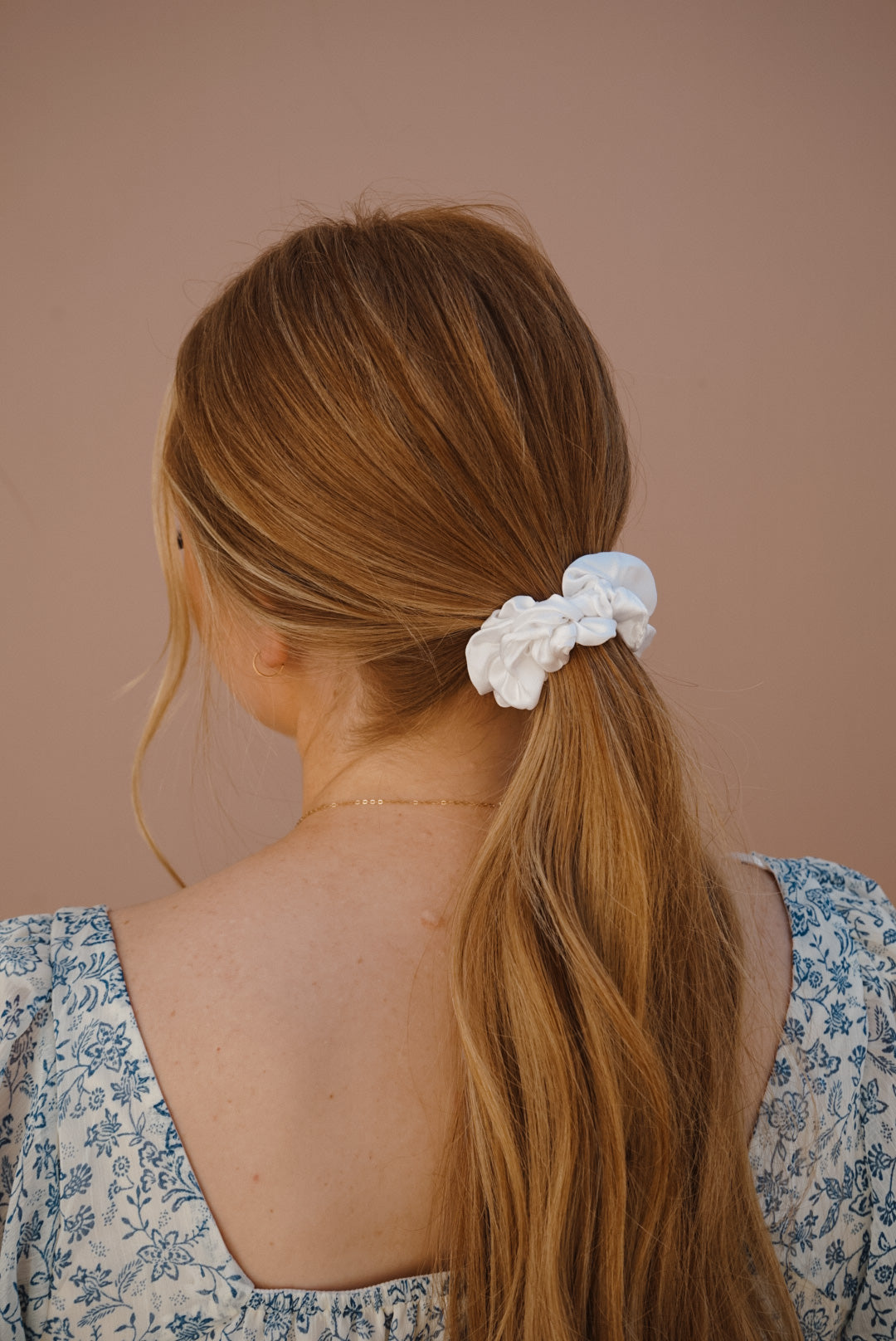 white silk skinny scrunchie