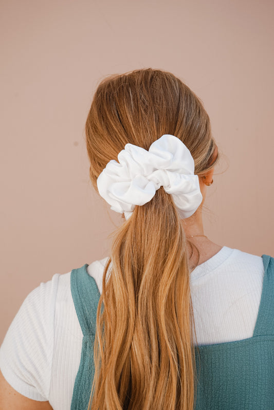 white silk oversized scrunchie