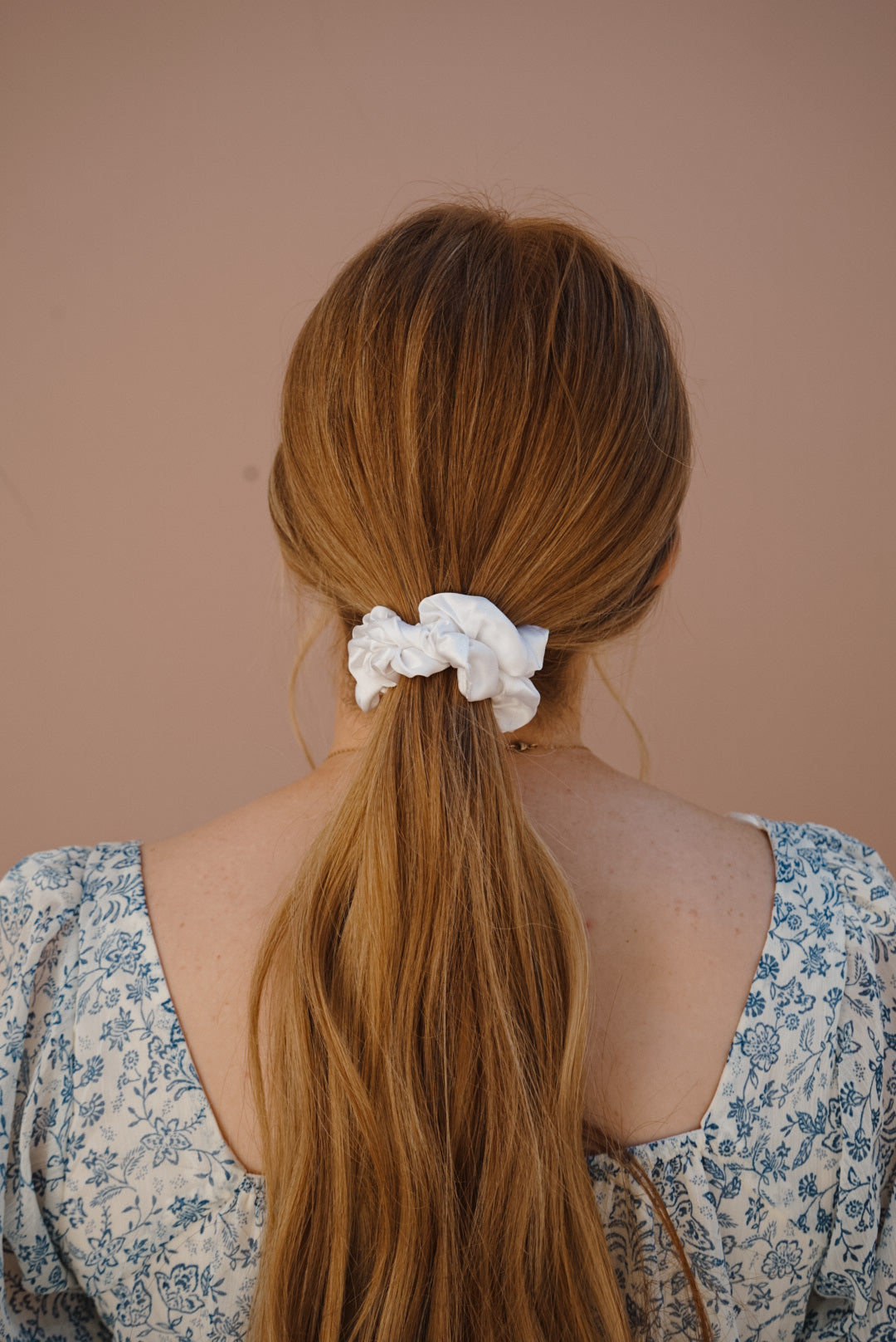 white silk skinny scrunchie