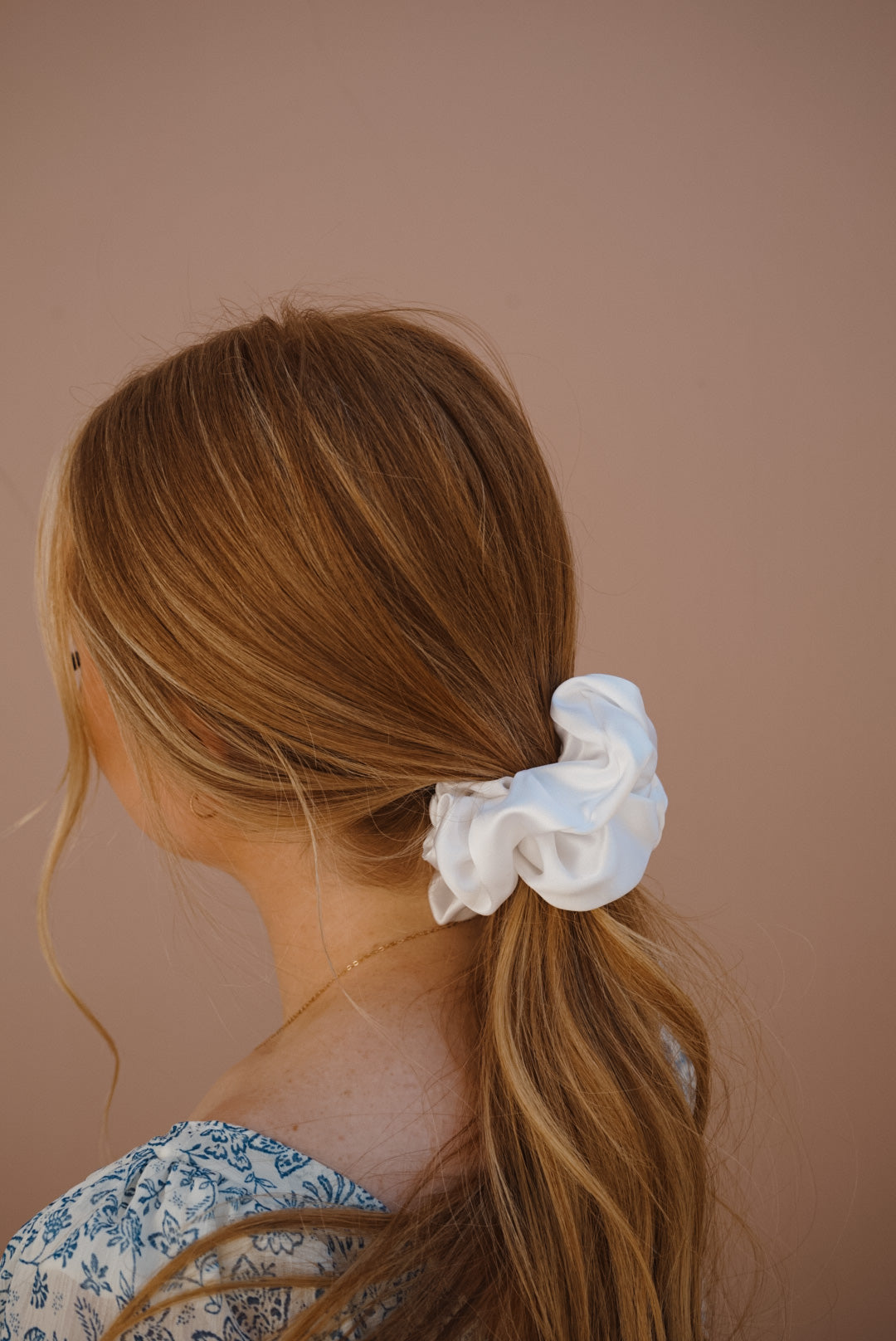 white silk oversized scrunchie