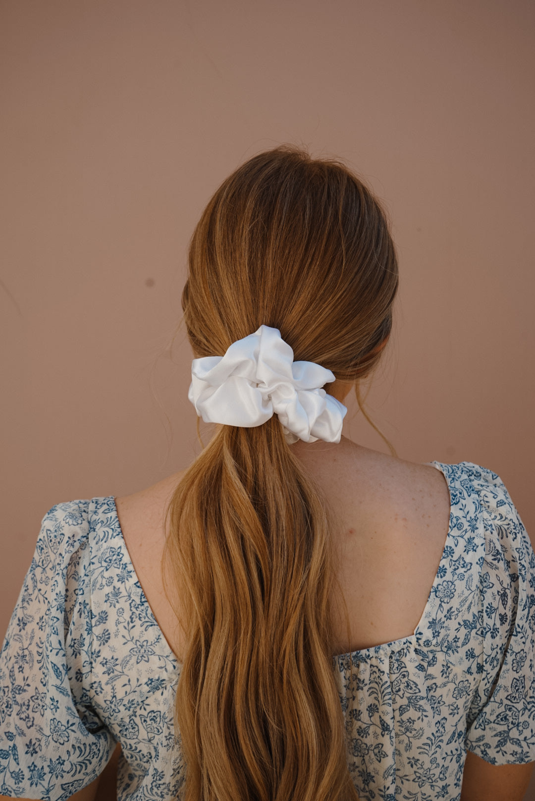 white silk oversized scrunchie