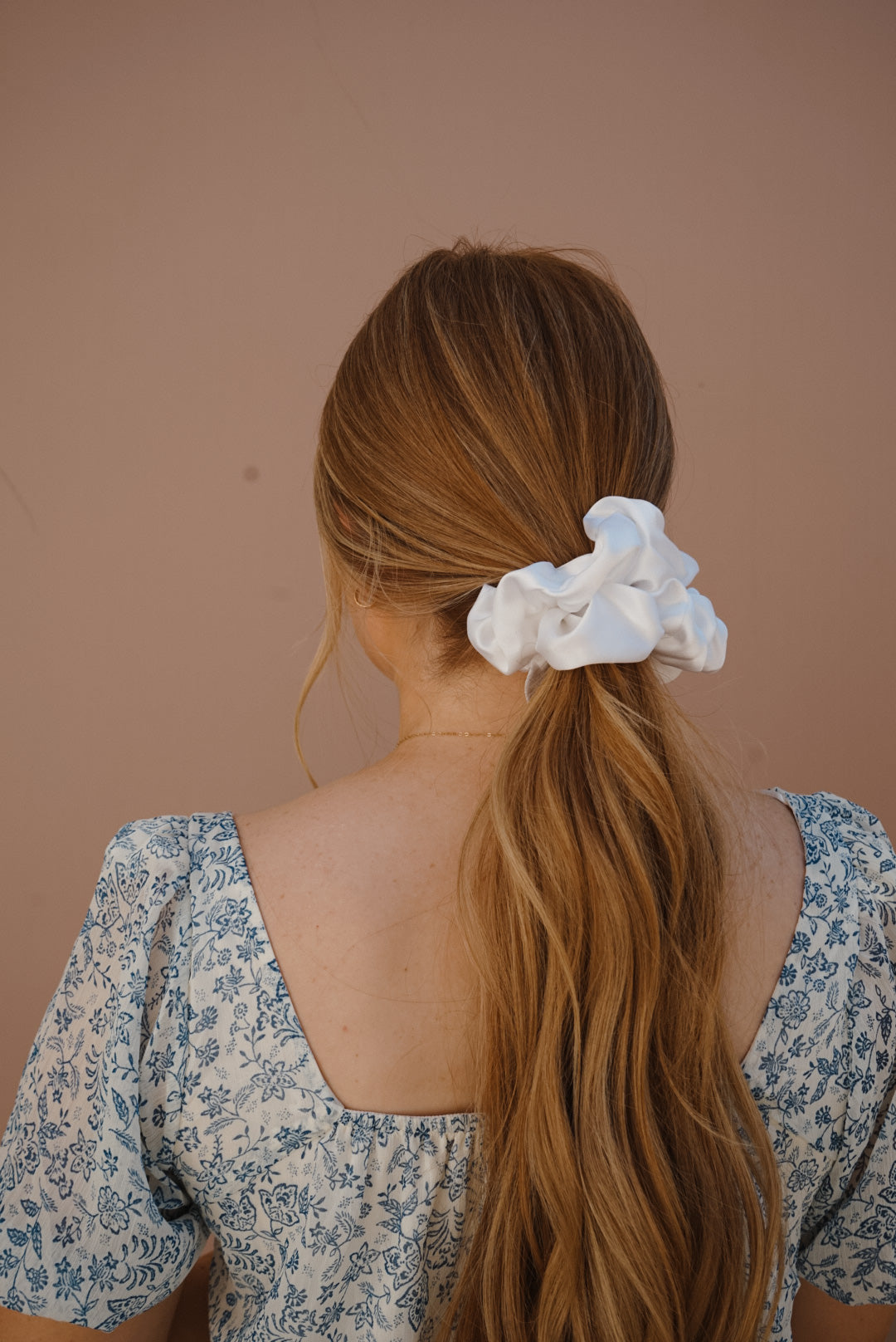 white silk oversized scrunchie