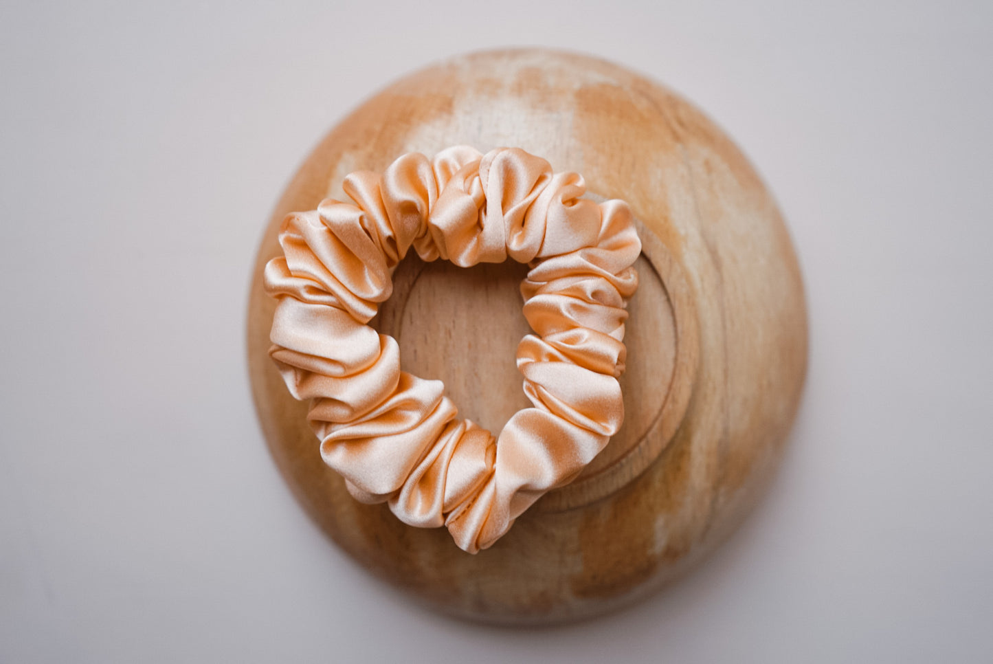 the peach silk skinny scrunchie