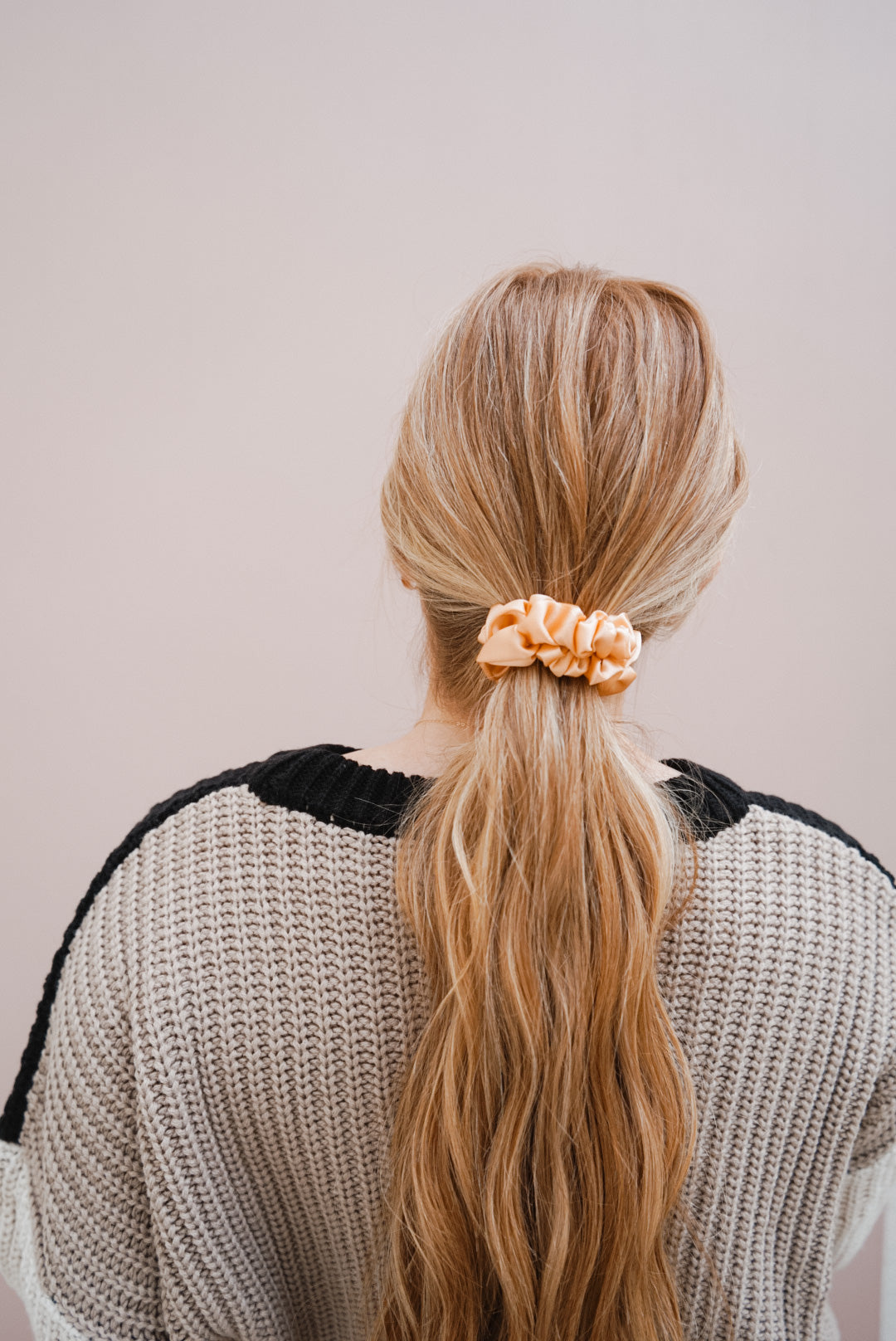 the peach silk skinny scrunchie