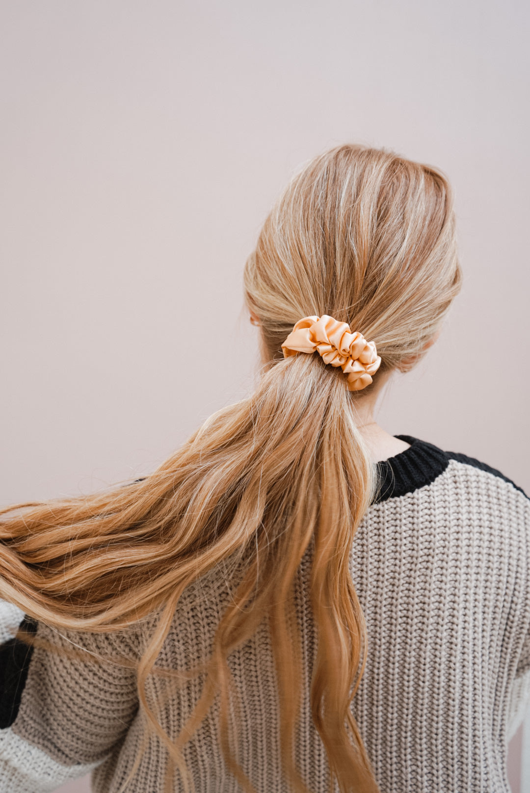 the peach silk skinny scrunchie