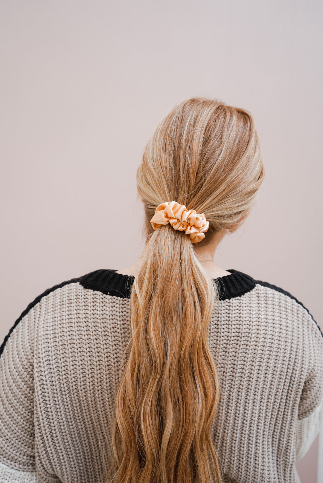 the peach silk skinny scrunchie