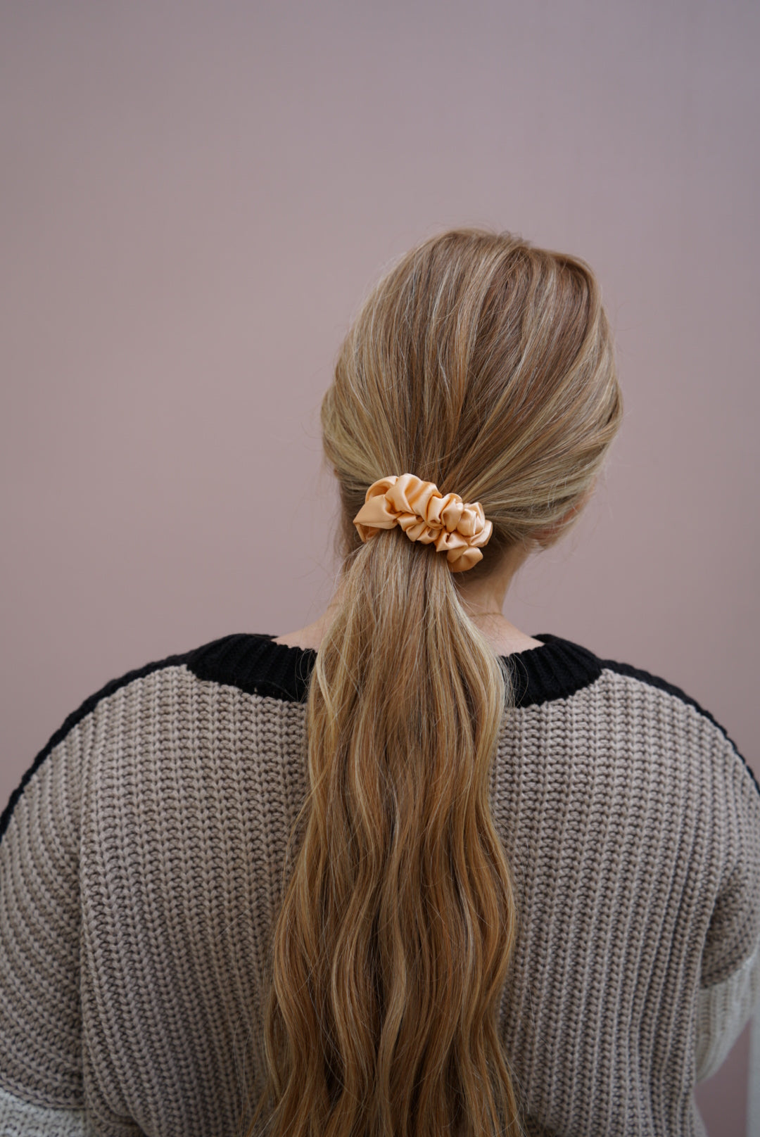 the peach silk skinny scrunchie