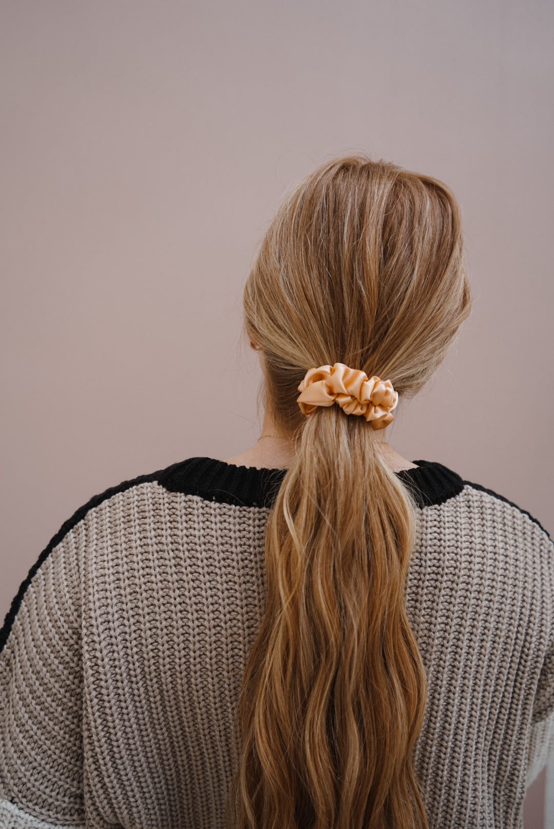 the peach silk skinny scrunchie