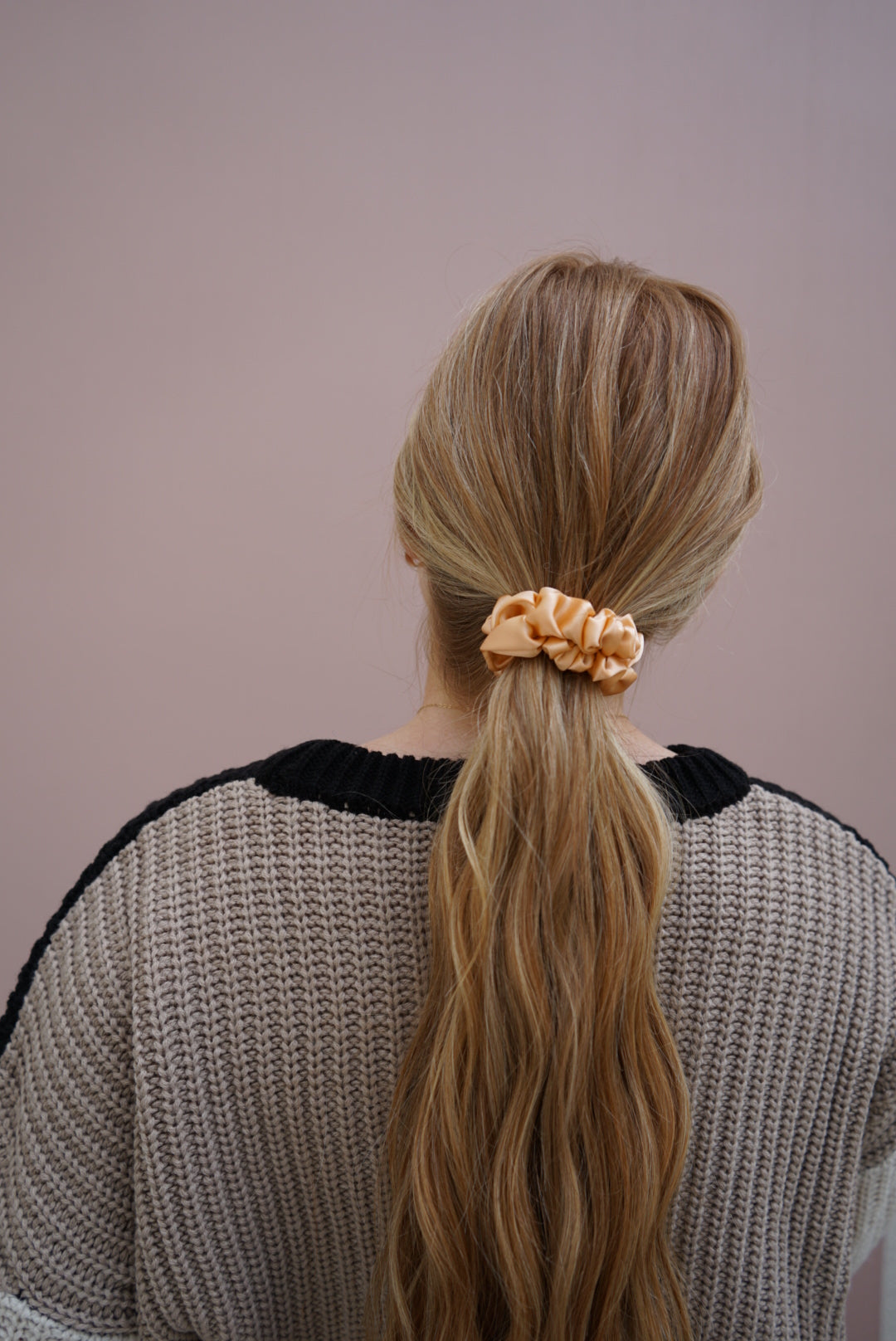 the peach silk skinny scrunchie