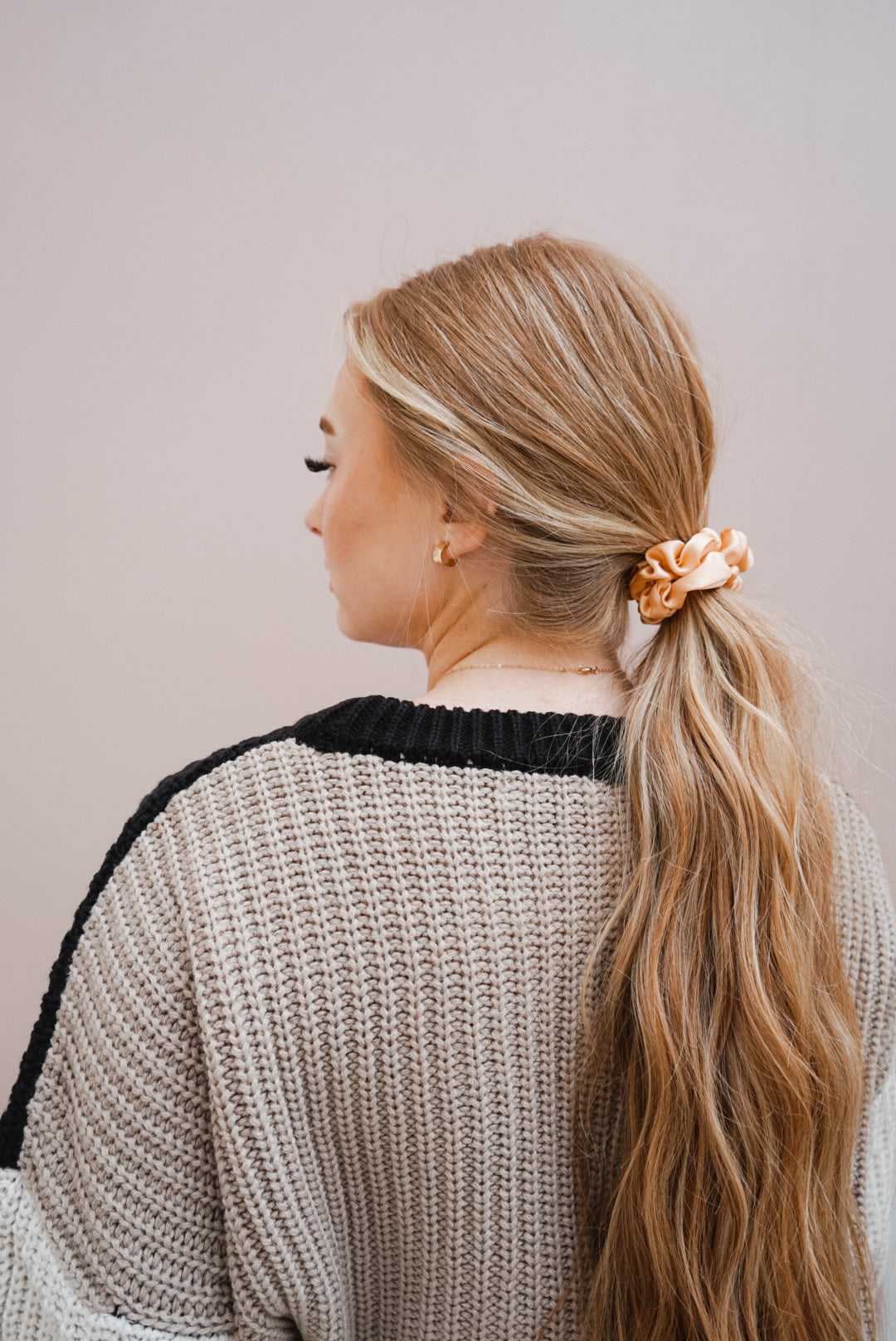 the peach silk skinny scrunchie