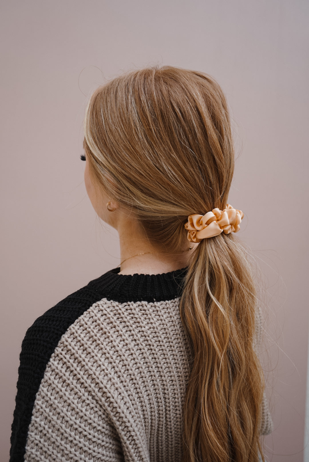 the peach silk skinny scrunchie