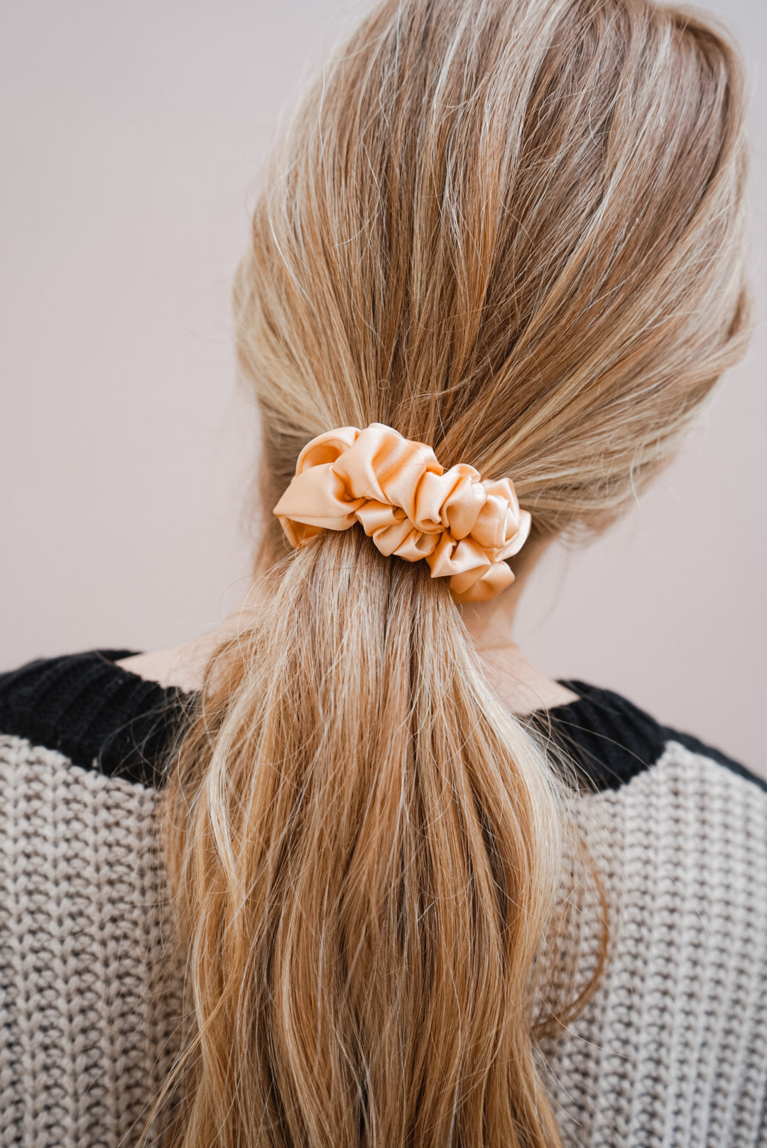 the peach silk skinny scrunchie