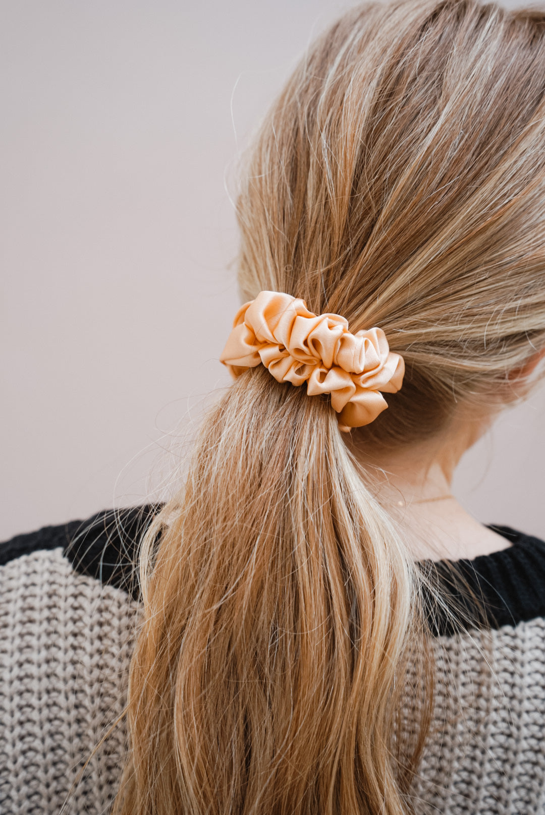 the peach silk skinny scrunchie