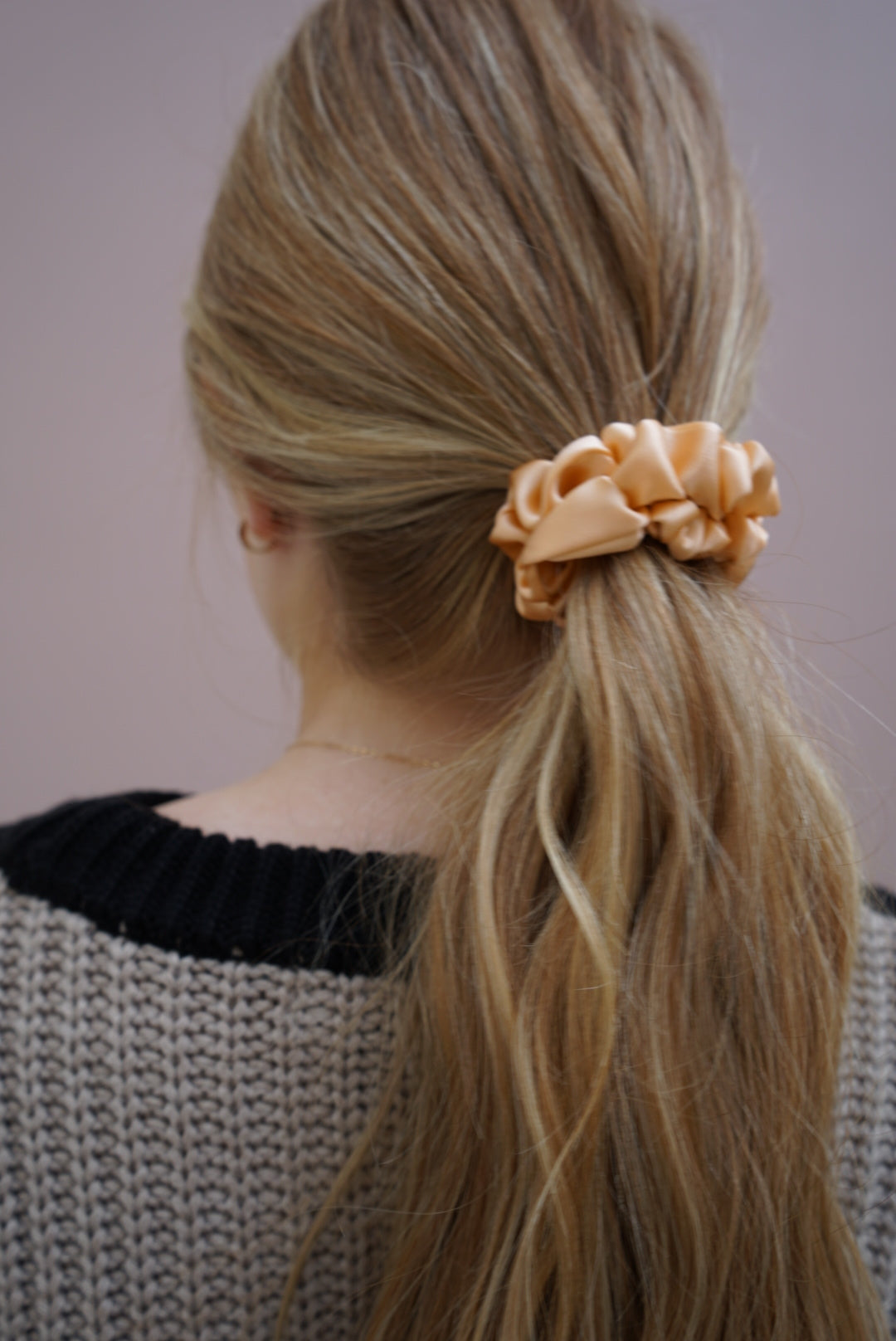 the peach silk skinny scrunchie