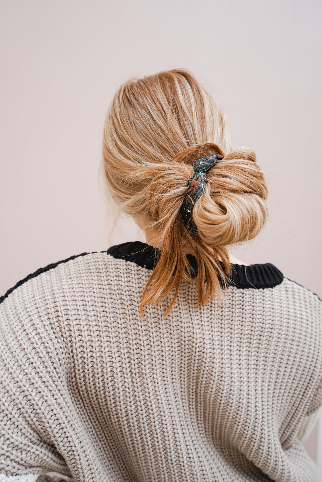 the black floral oversized scrunchie