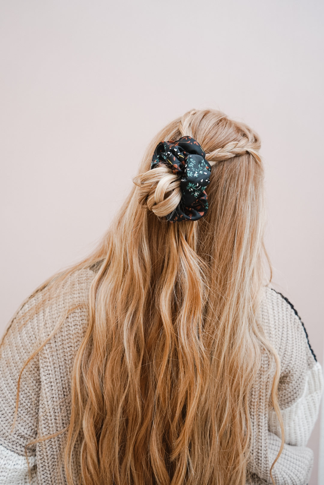 the black floral oversized scrunchie