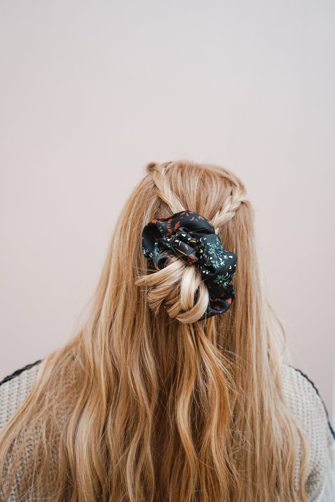 the black floral oversized scrunchie