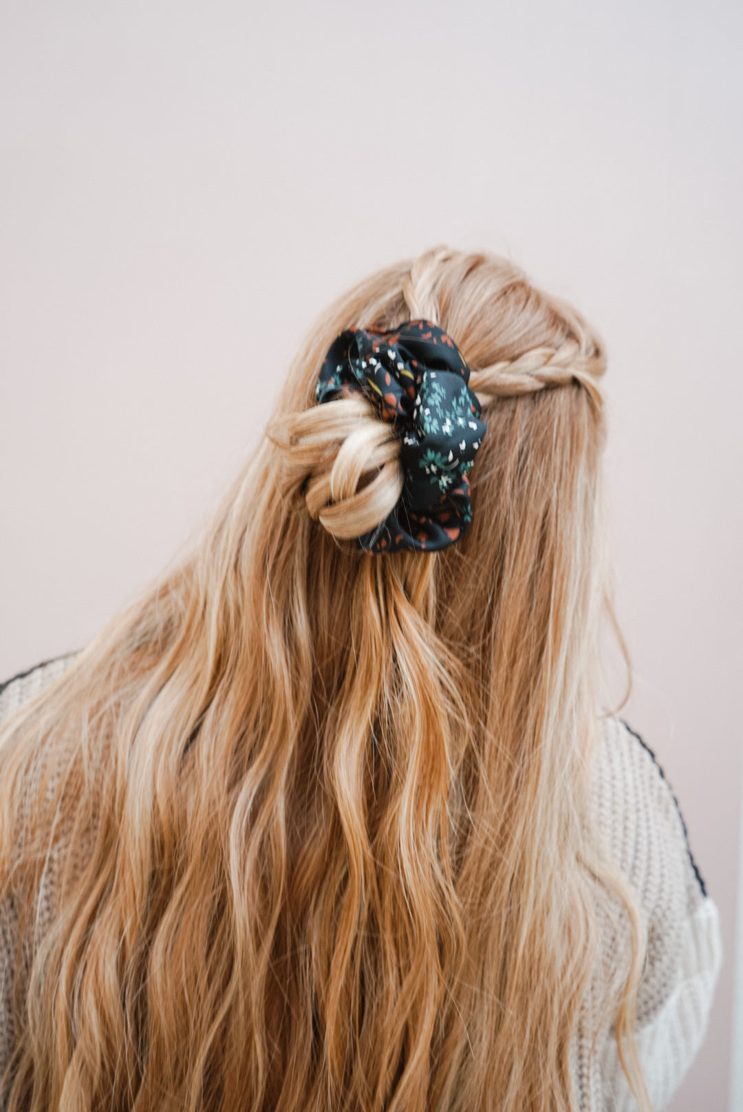 the black floral oversized scrunchie