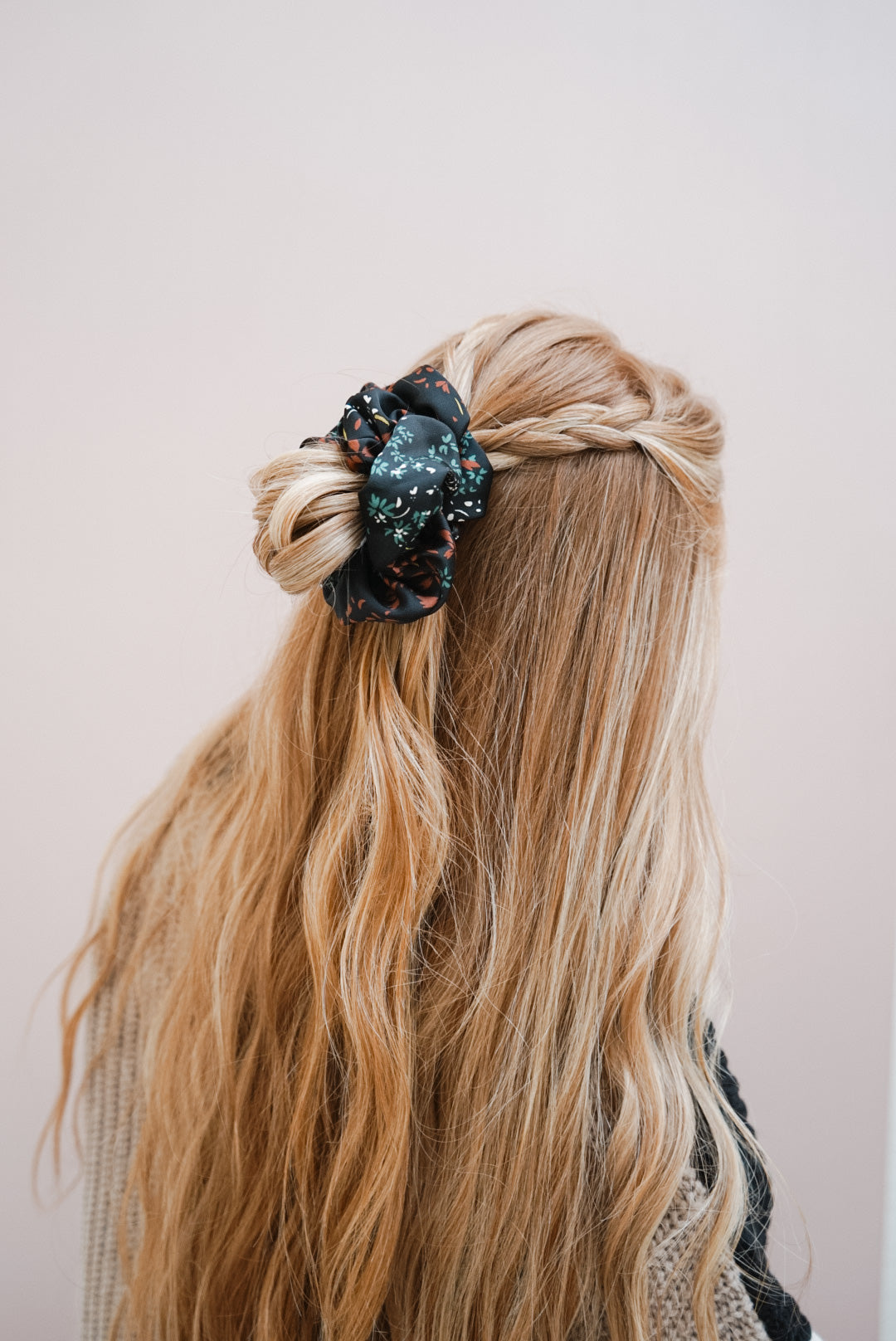 the black floral oversized scrunchie