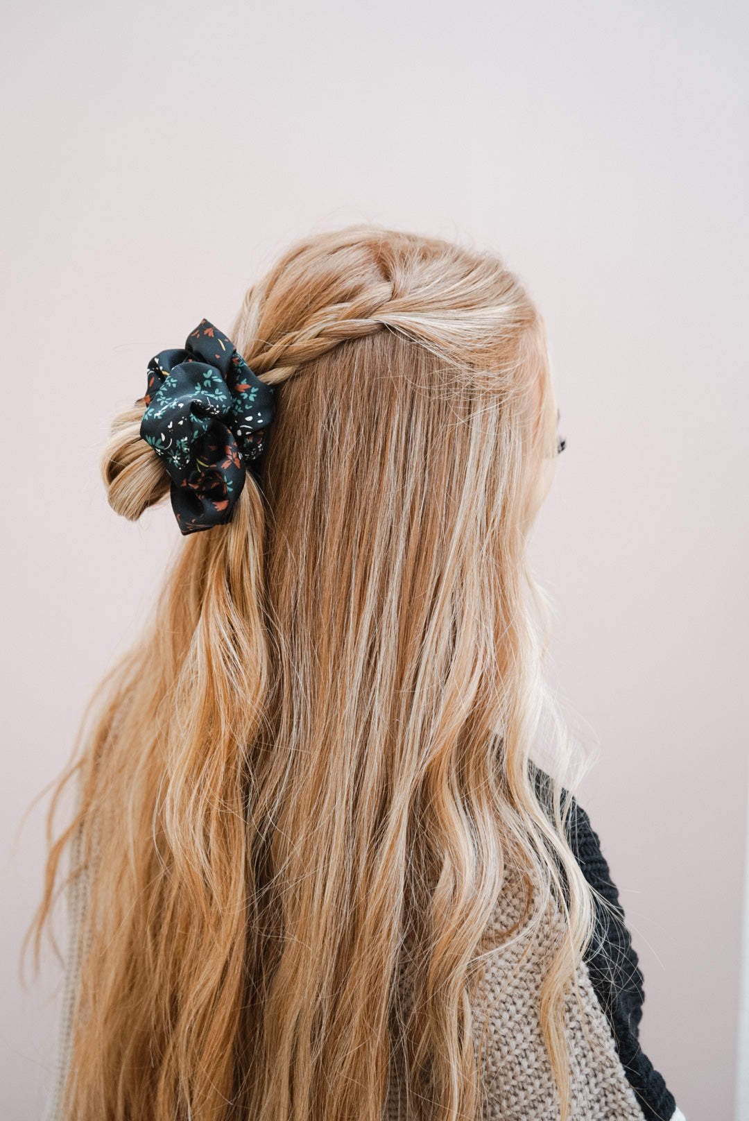 the black floral oversized scrunchie